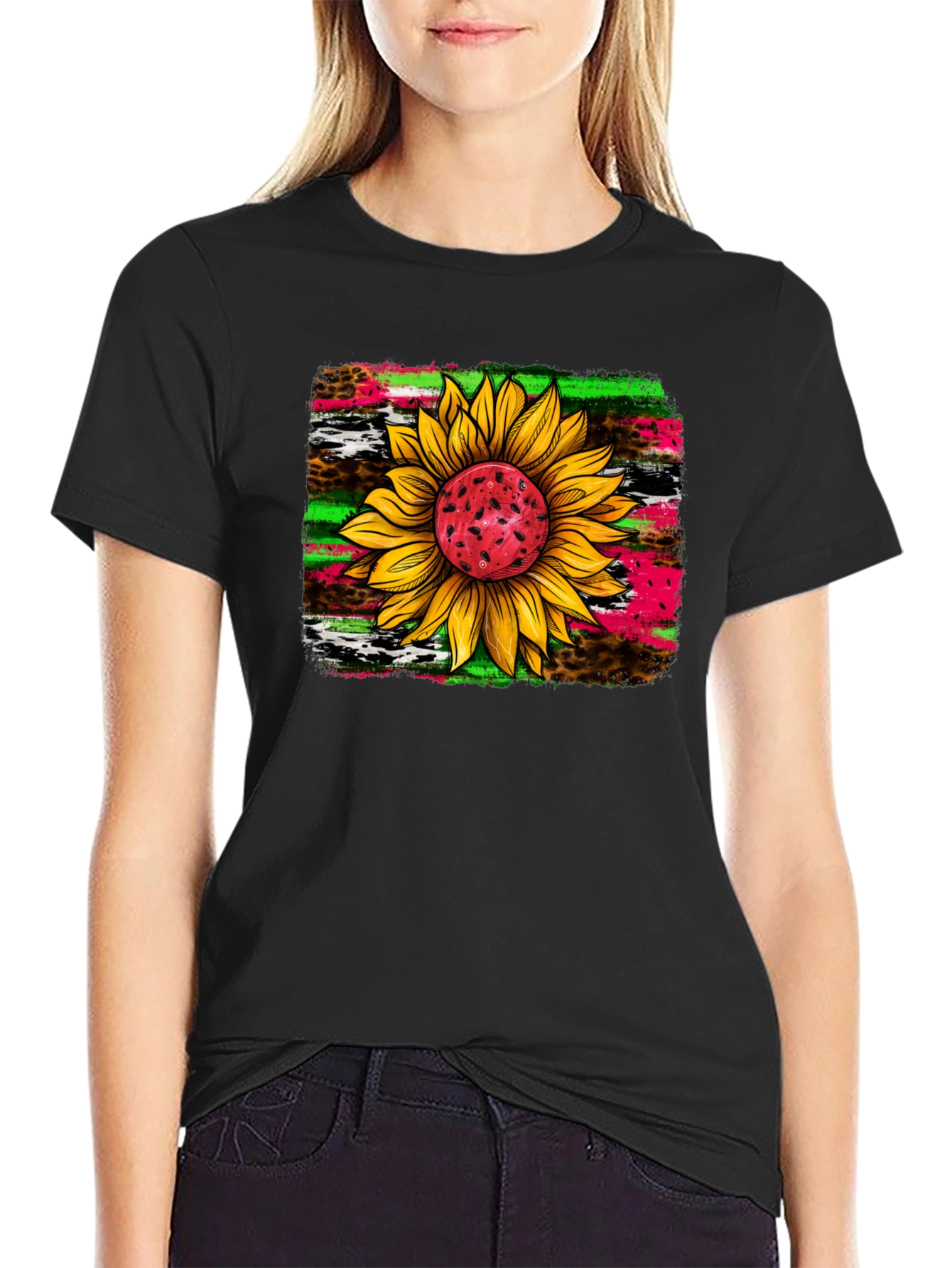 Sunflower Graphic Tee - Funky Floral Design