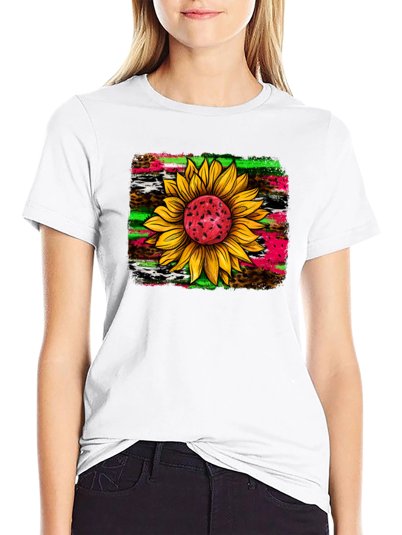 Sunflower Graphic Tee - Funky Floral Design