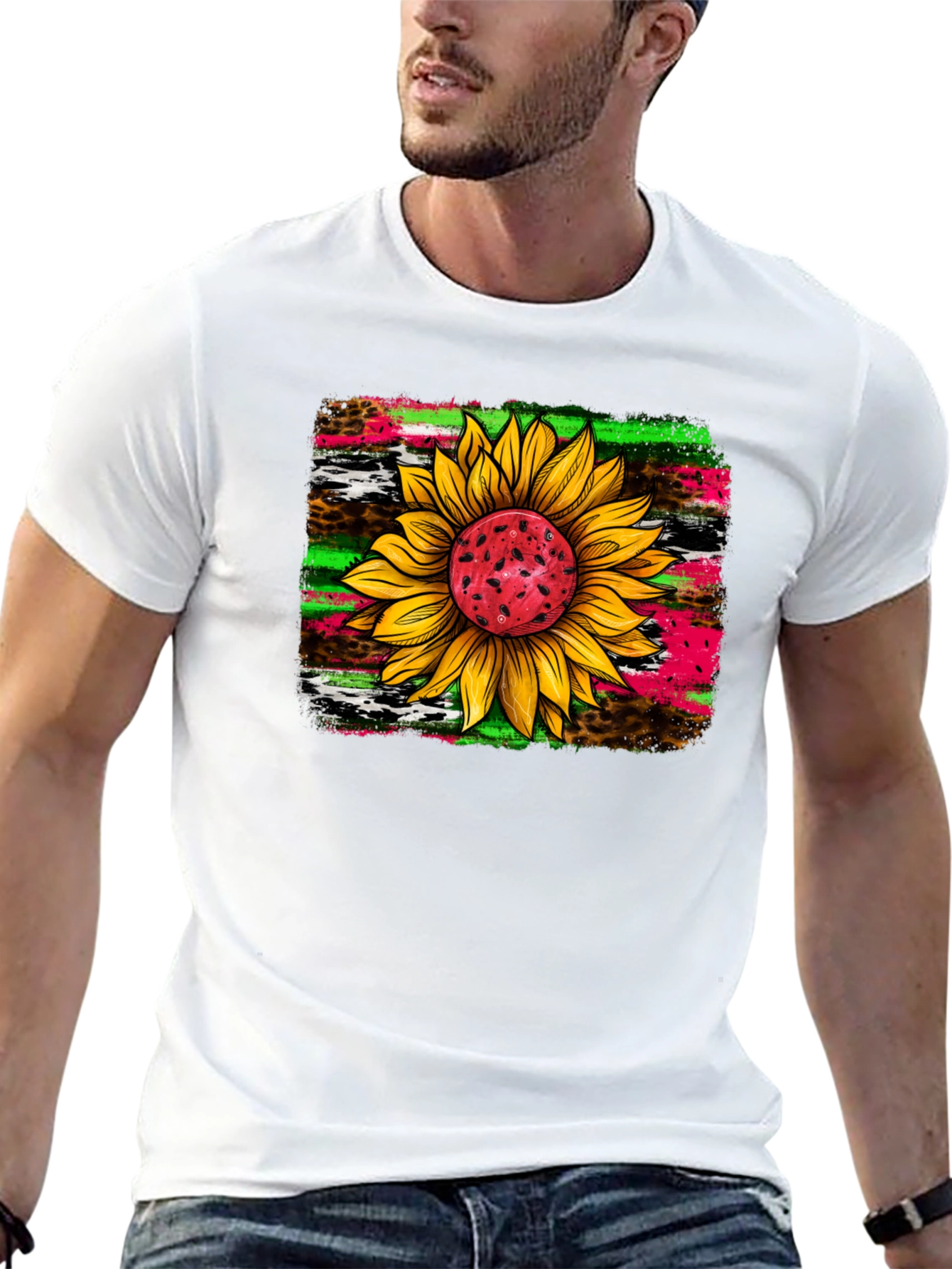 Sunflower Graphic Tee - Funky Floral Design
