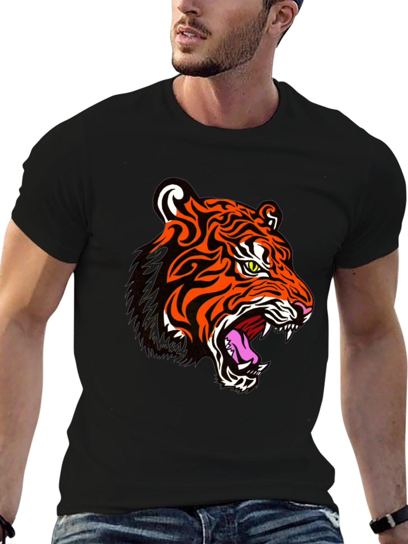 Bold Tiger Graphic Tee - Striking Animal Print