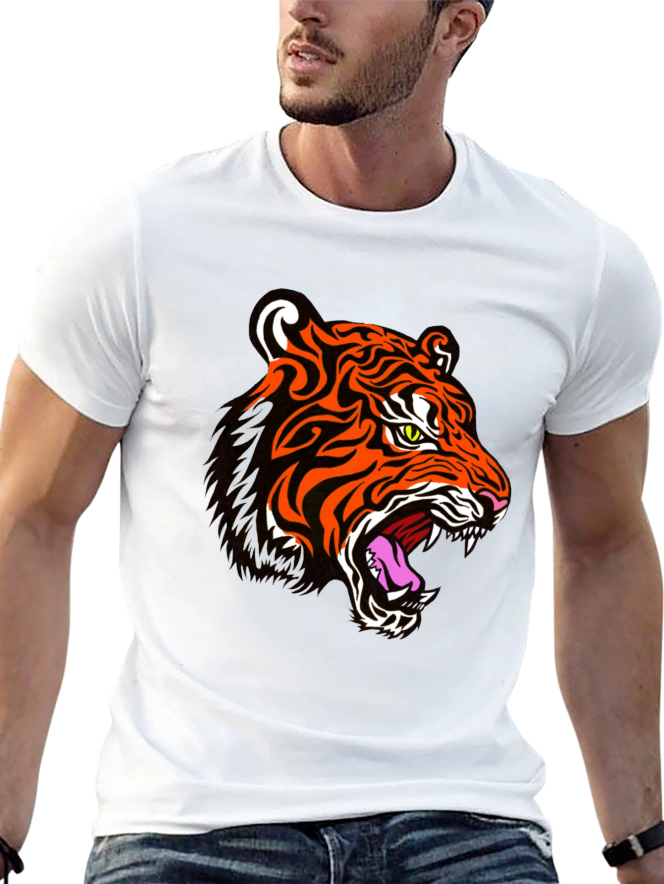 Bold Tiger Graphic Tee - Striking Animal Print