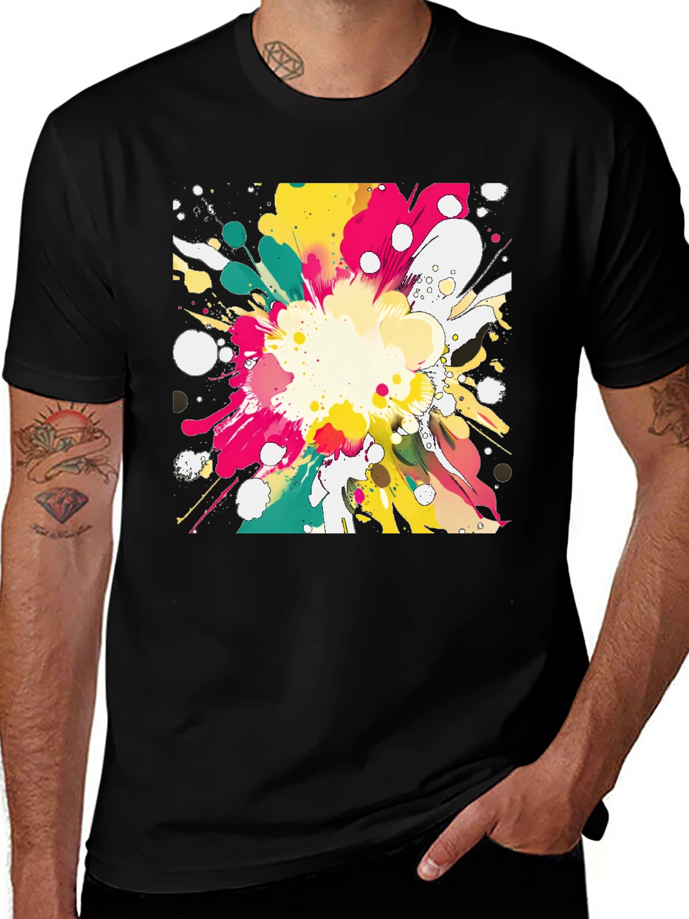 Abstract Paint Splatter Graphic T-Shirt