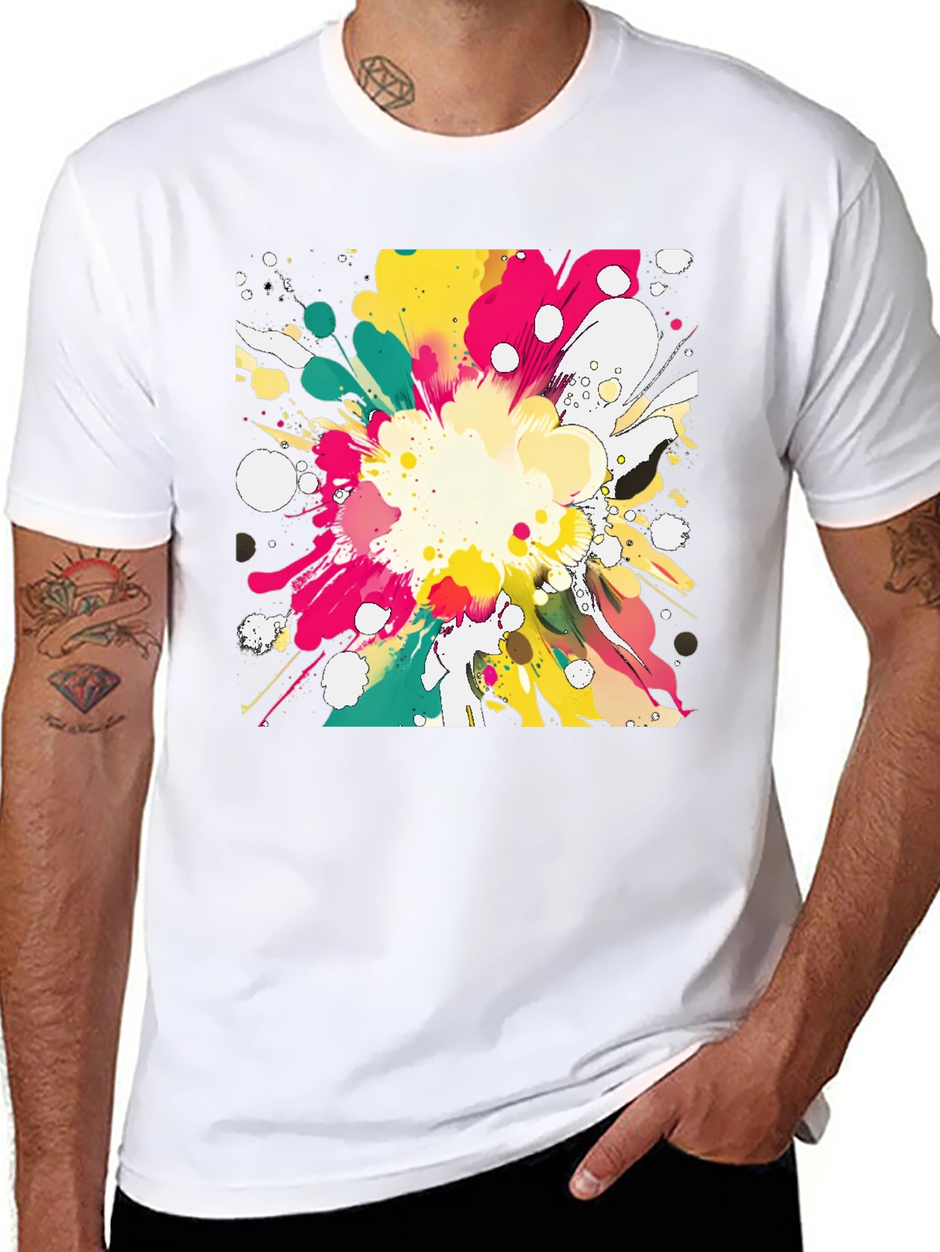 Abstract Paint Splatter Graphic T-Shirt