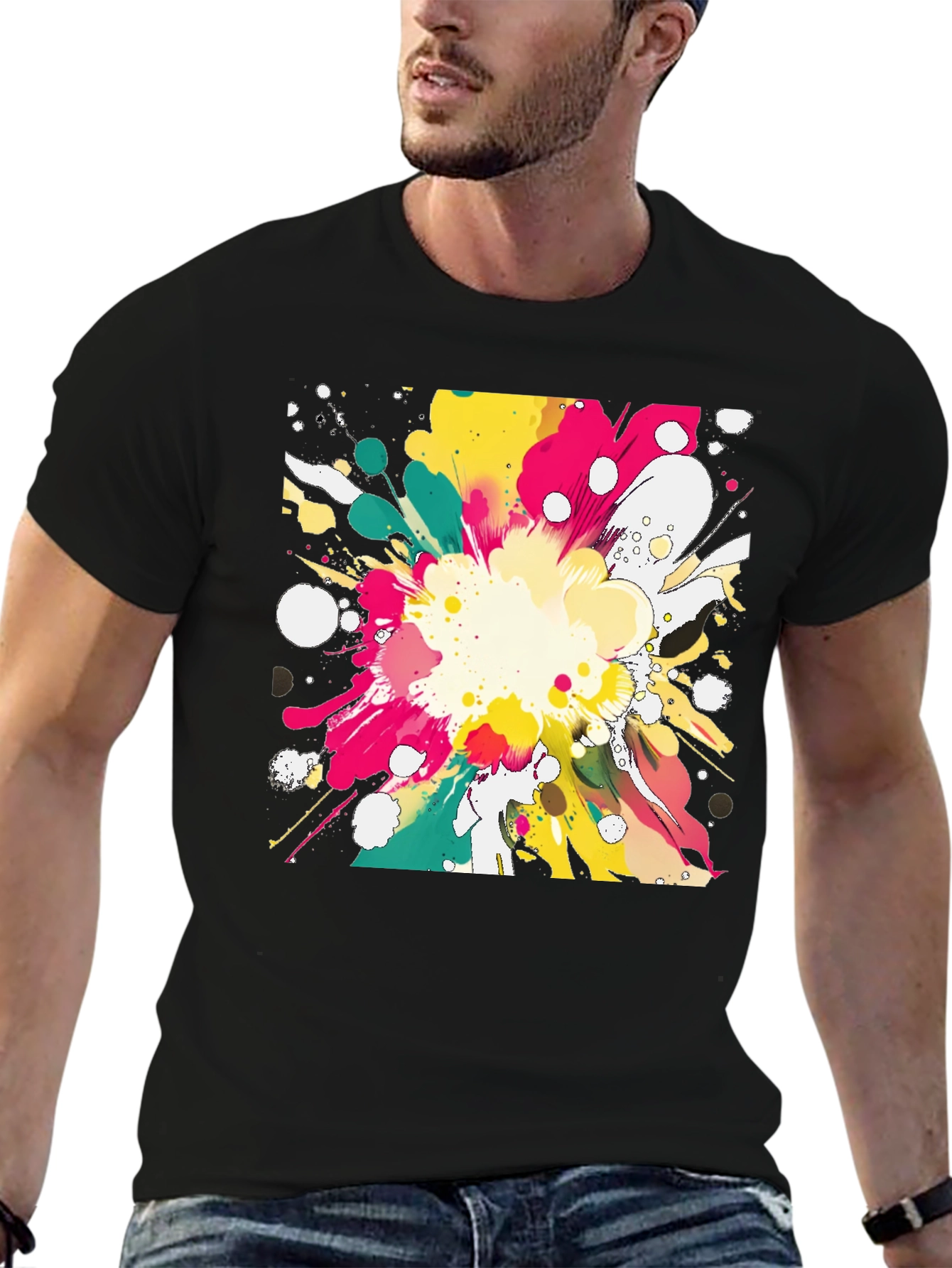Abstract Paint Splatter Graphic T-Shirt