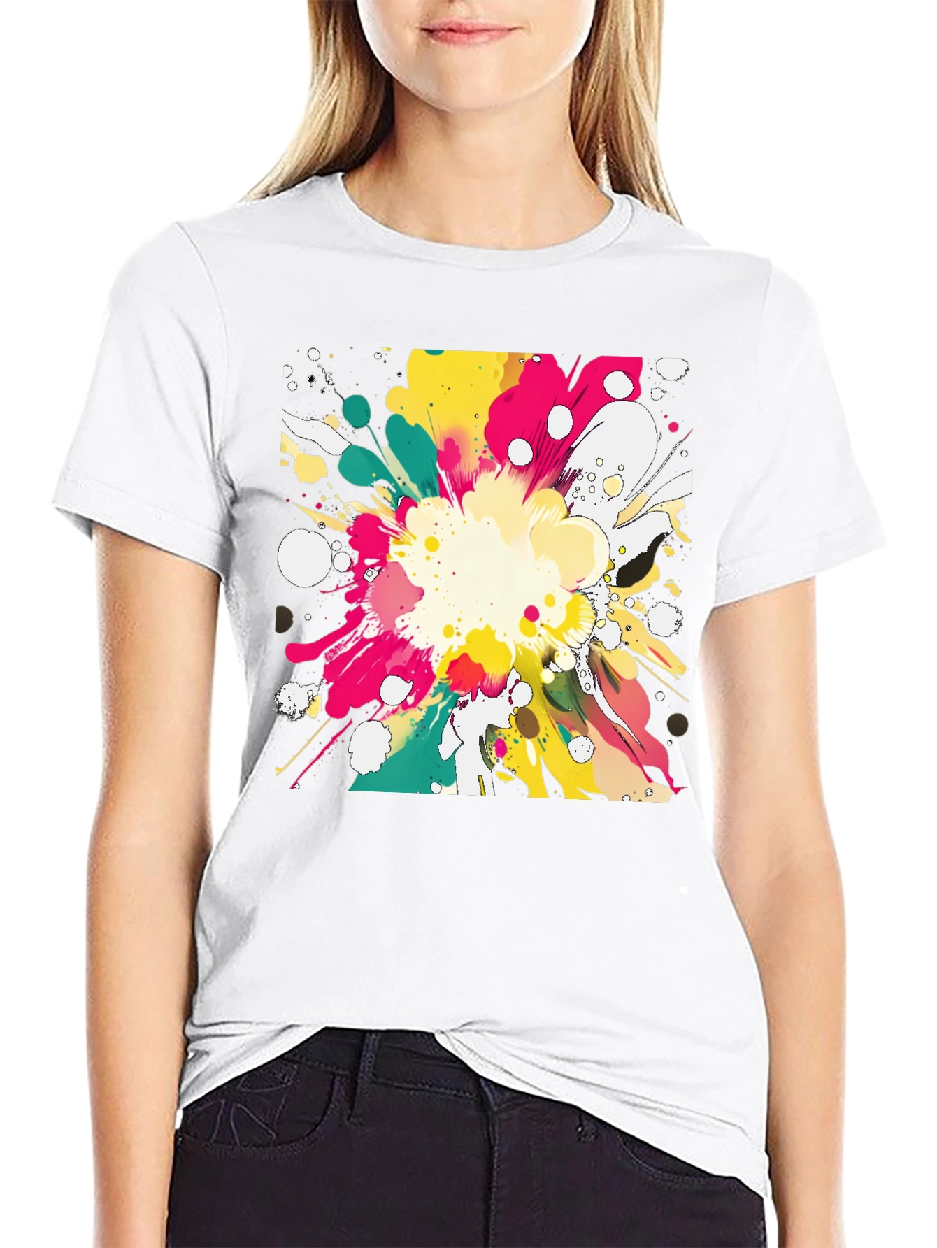 Abstract Paint Splatter Graphic T-Shirt
