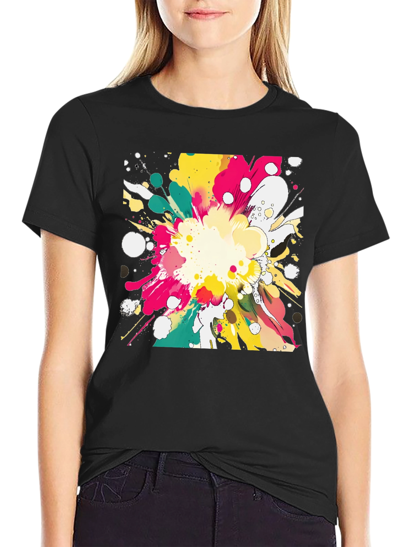 Abstract Paint Splatter Graphic T-Shirt