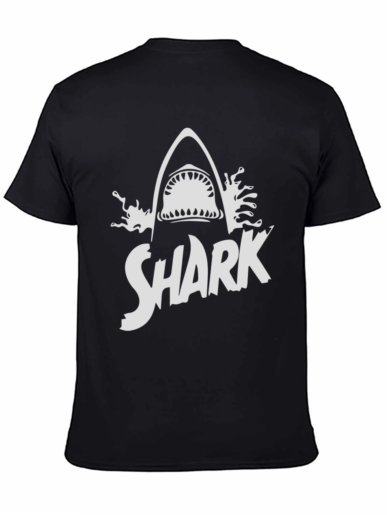 Shark Graphic Print T-Shirt - Black