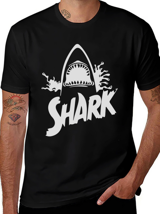 Shark Graphic Print T-Shirt - Black