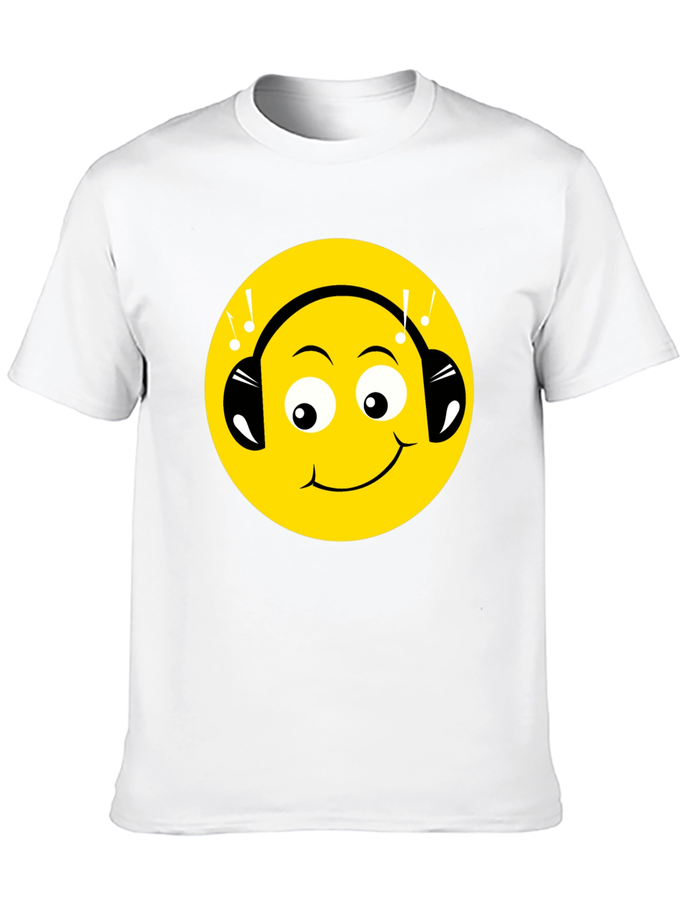 Smiley Face Headphones Graphic Tee - Black