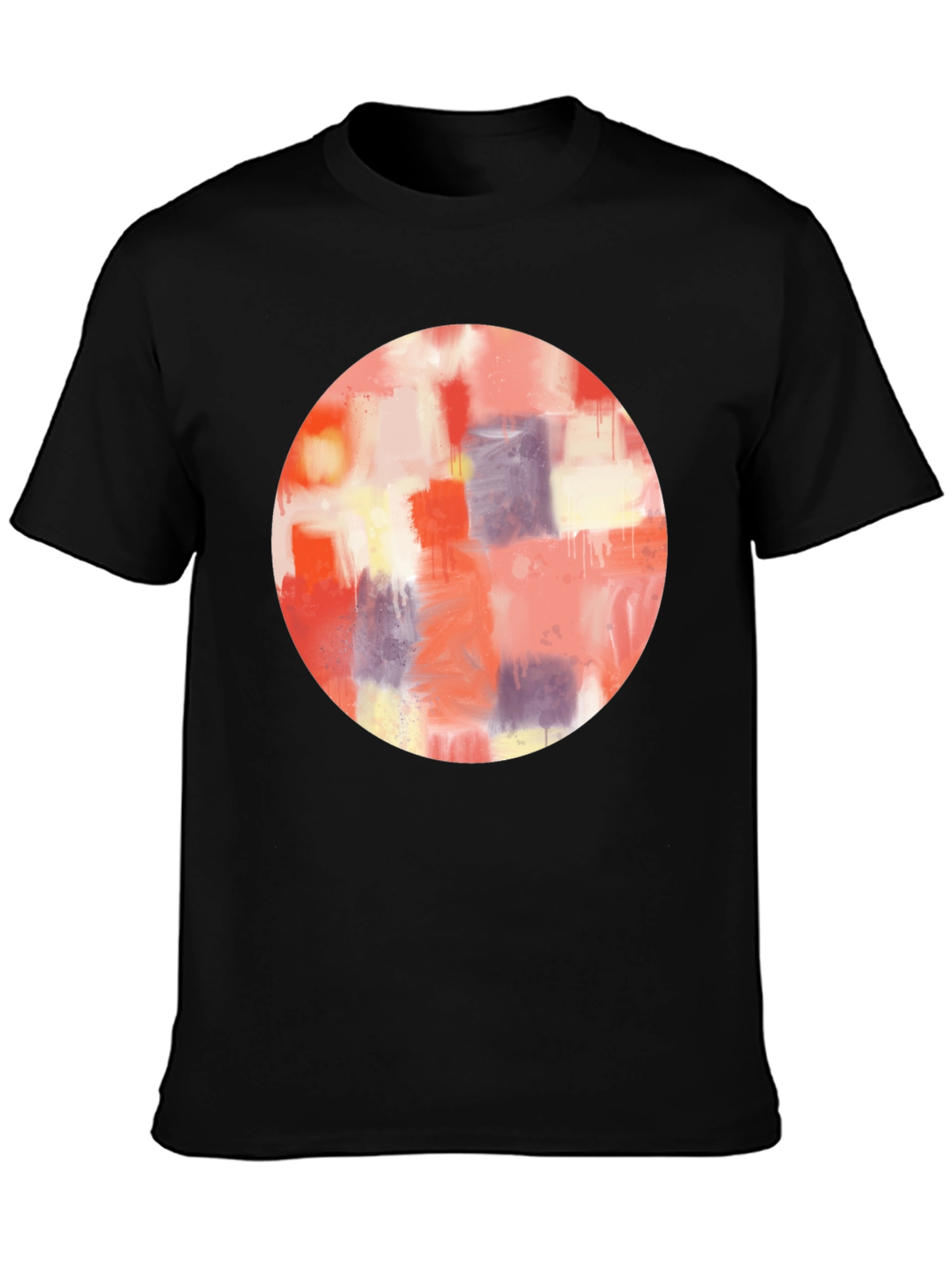 Abstract Art Circle Graphic Tee - Mens Black T-Shirt
