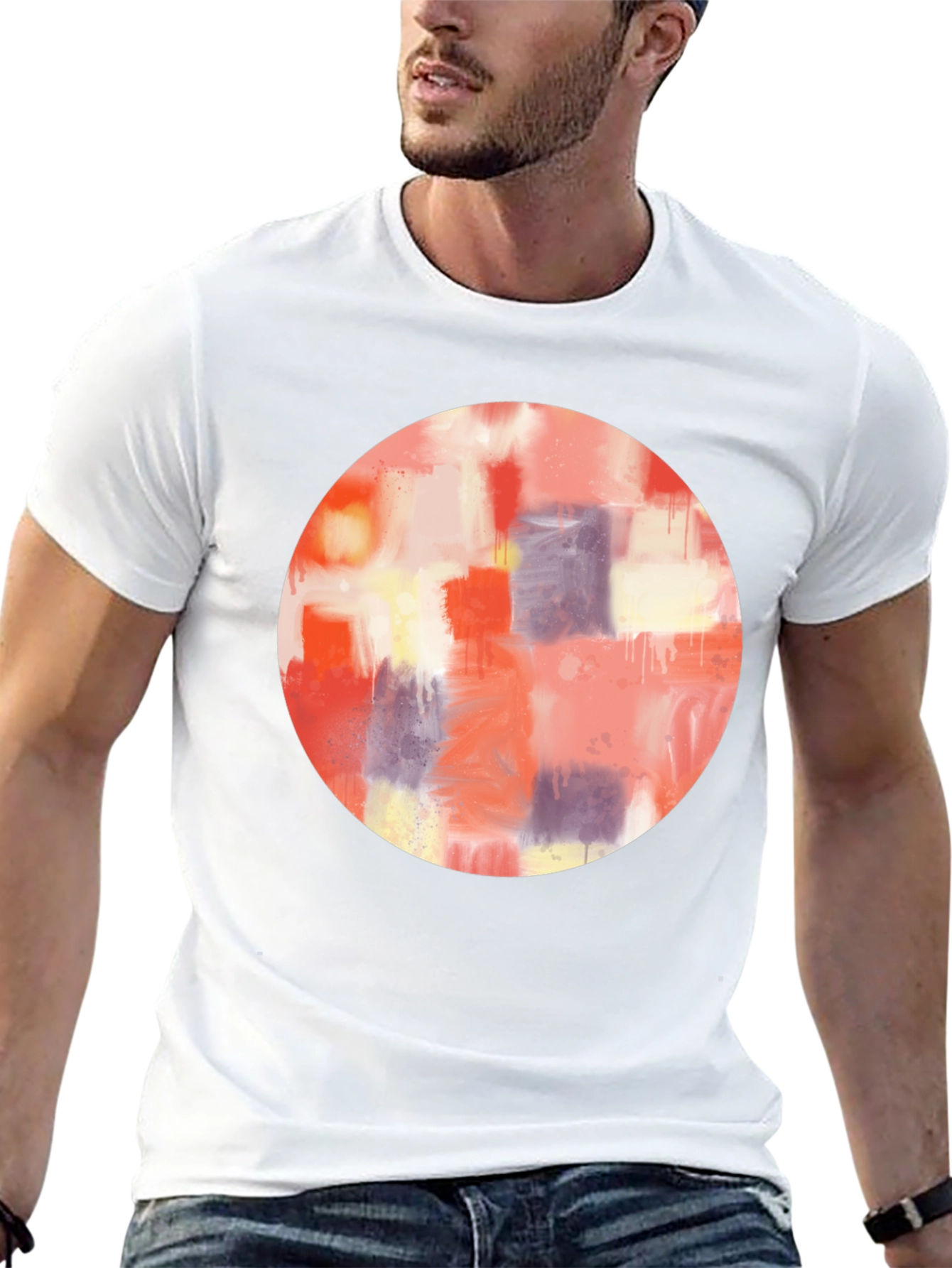 Abstract Art Circle Graphic Tee - Mens Black T-Shirt