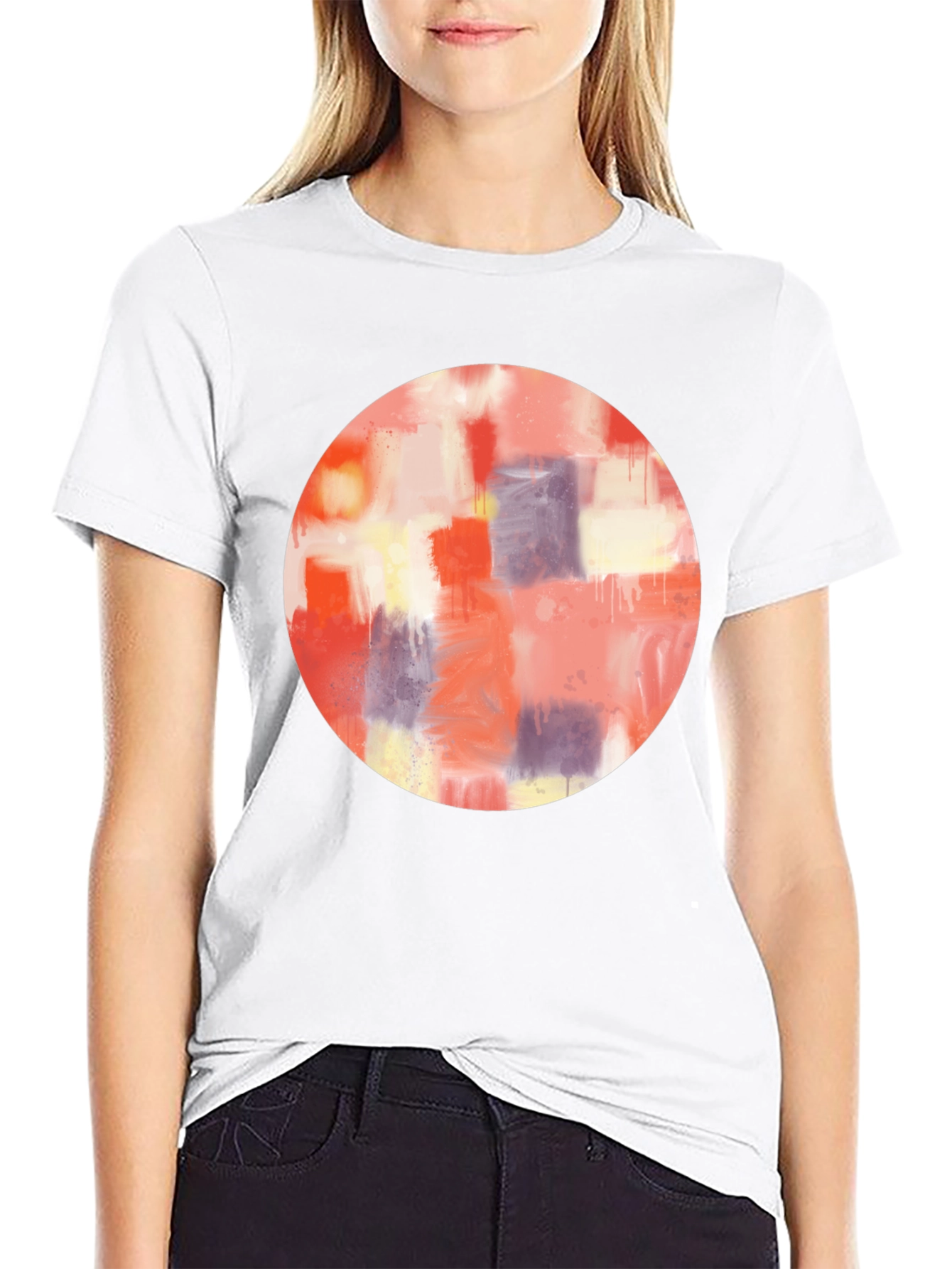 Abstract Art Circle Graphic Tee - Mens Black T-Shirt