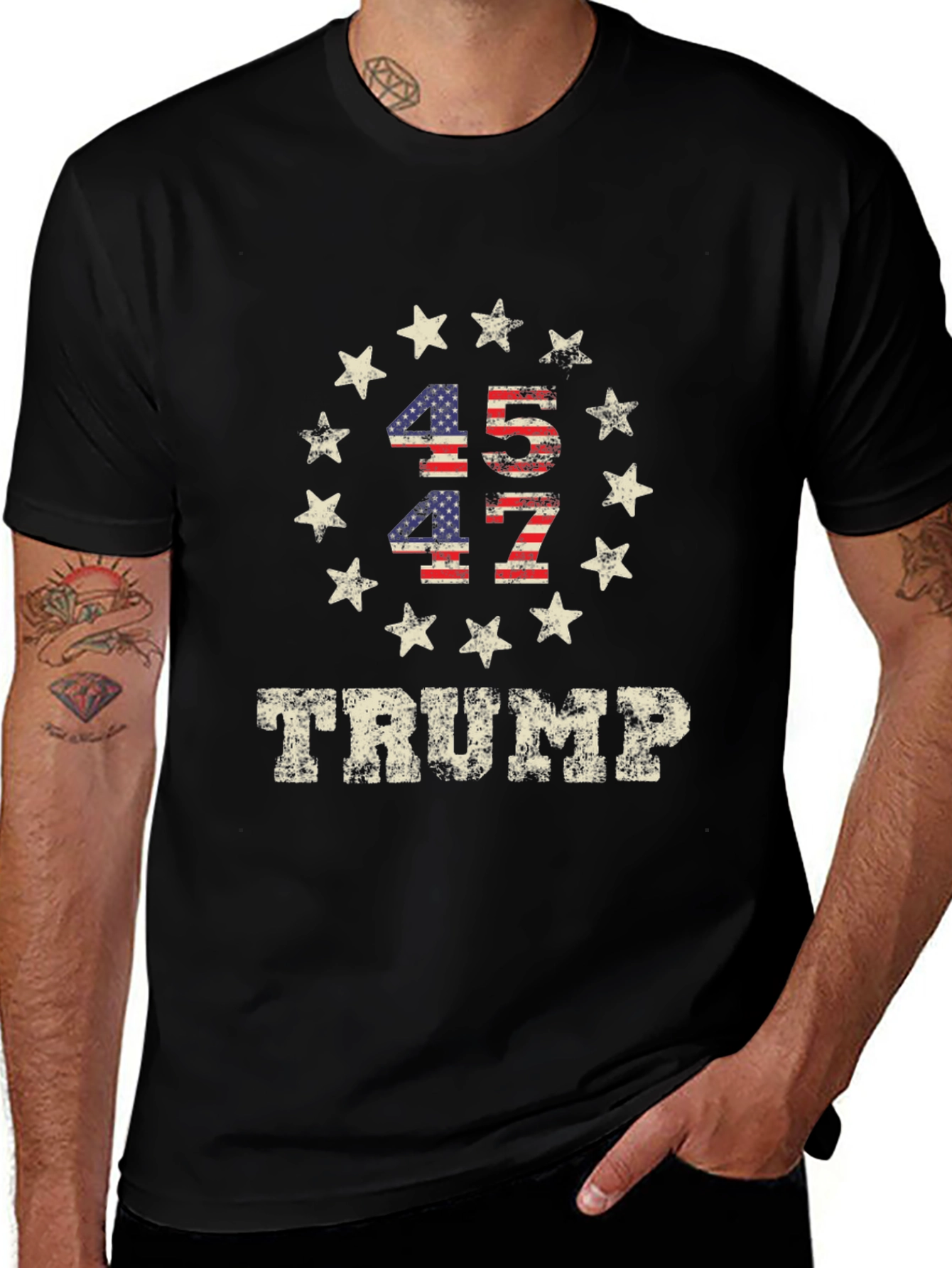 Trump 45 47 Patriotic T-Shirt
