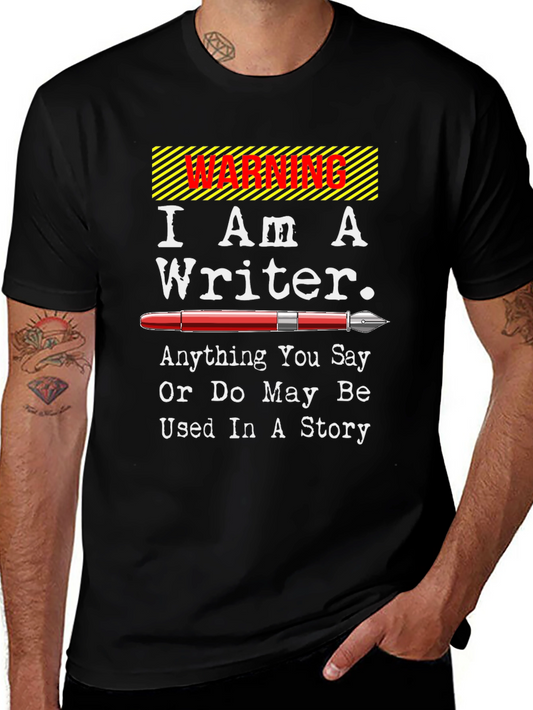 Warning Writer Graphic Tee - Story Inspiration Alert T-Shirt