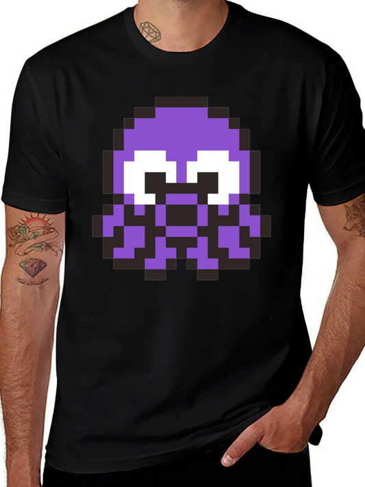 Pixelated Purple Alien Graphic T-Shirt