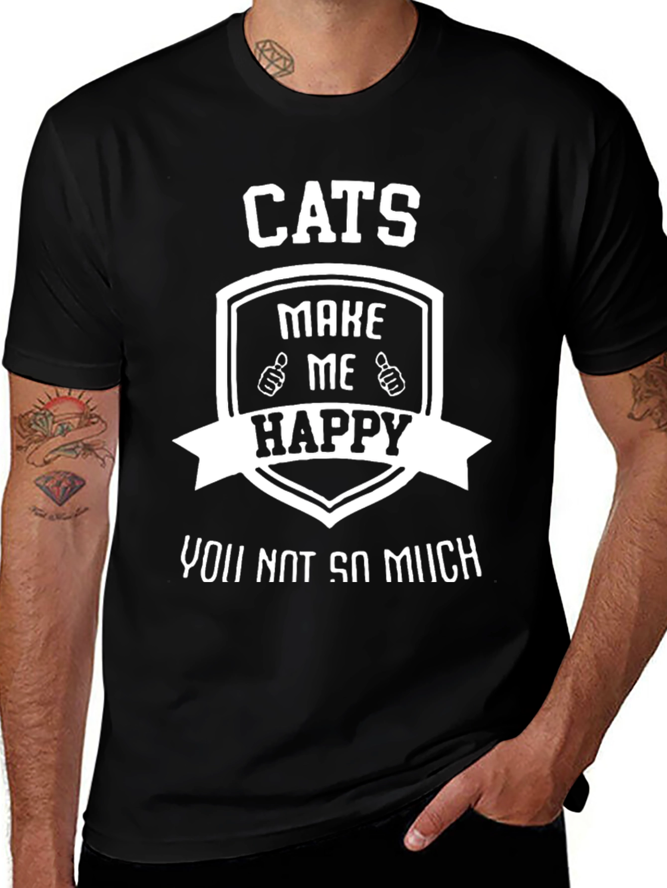 Cats Make Me Happy T-Shirt Funny Novelty Tee