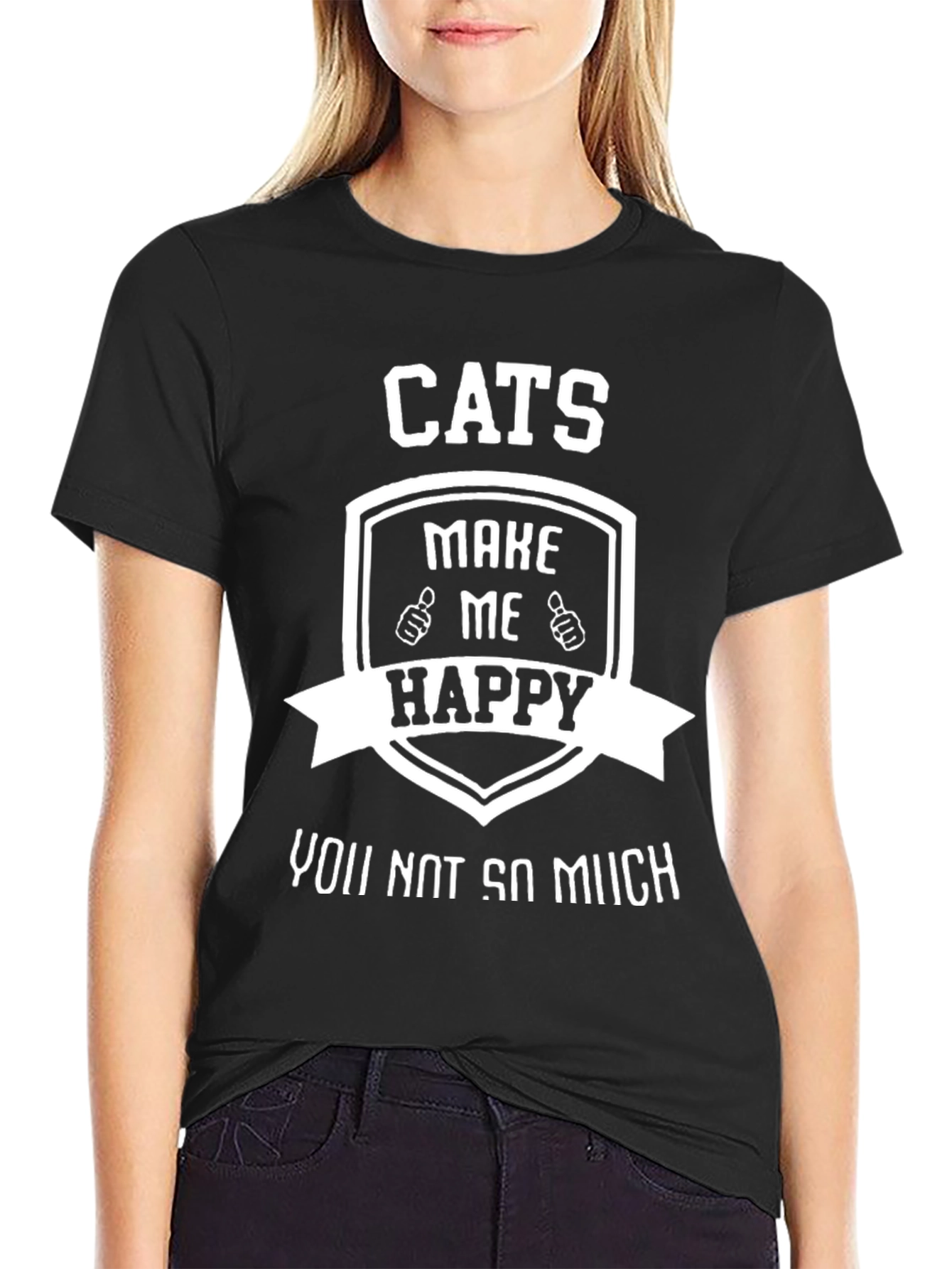 Cats Make Me Happy T-Shirt Funny Novelty Tee