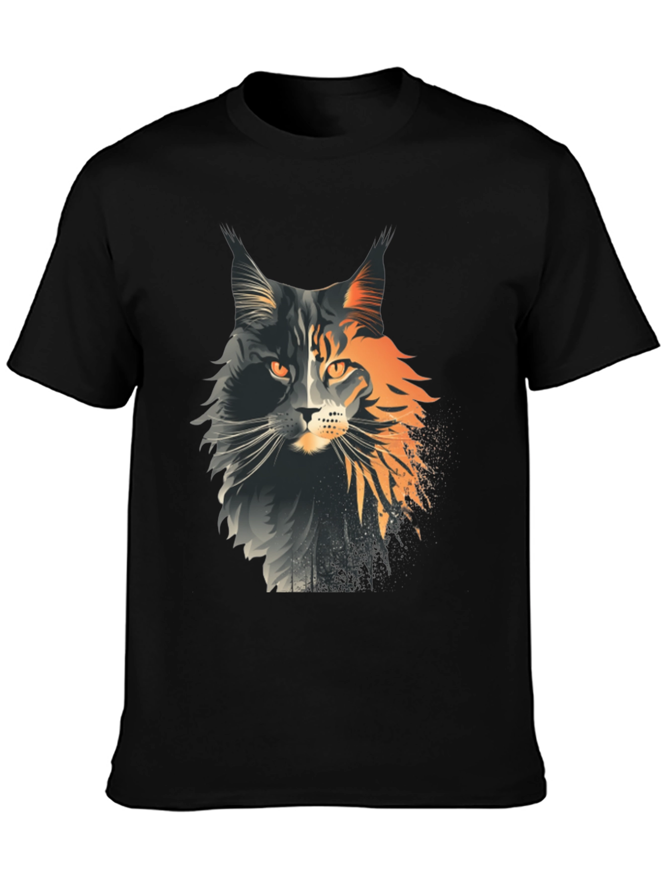 Maine Coon Cat Graphic Tee - Unisex Black T-Shirt