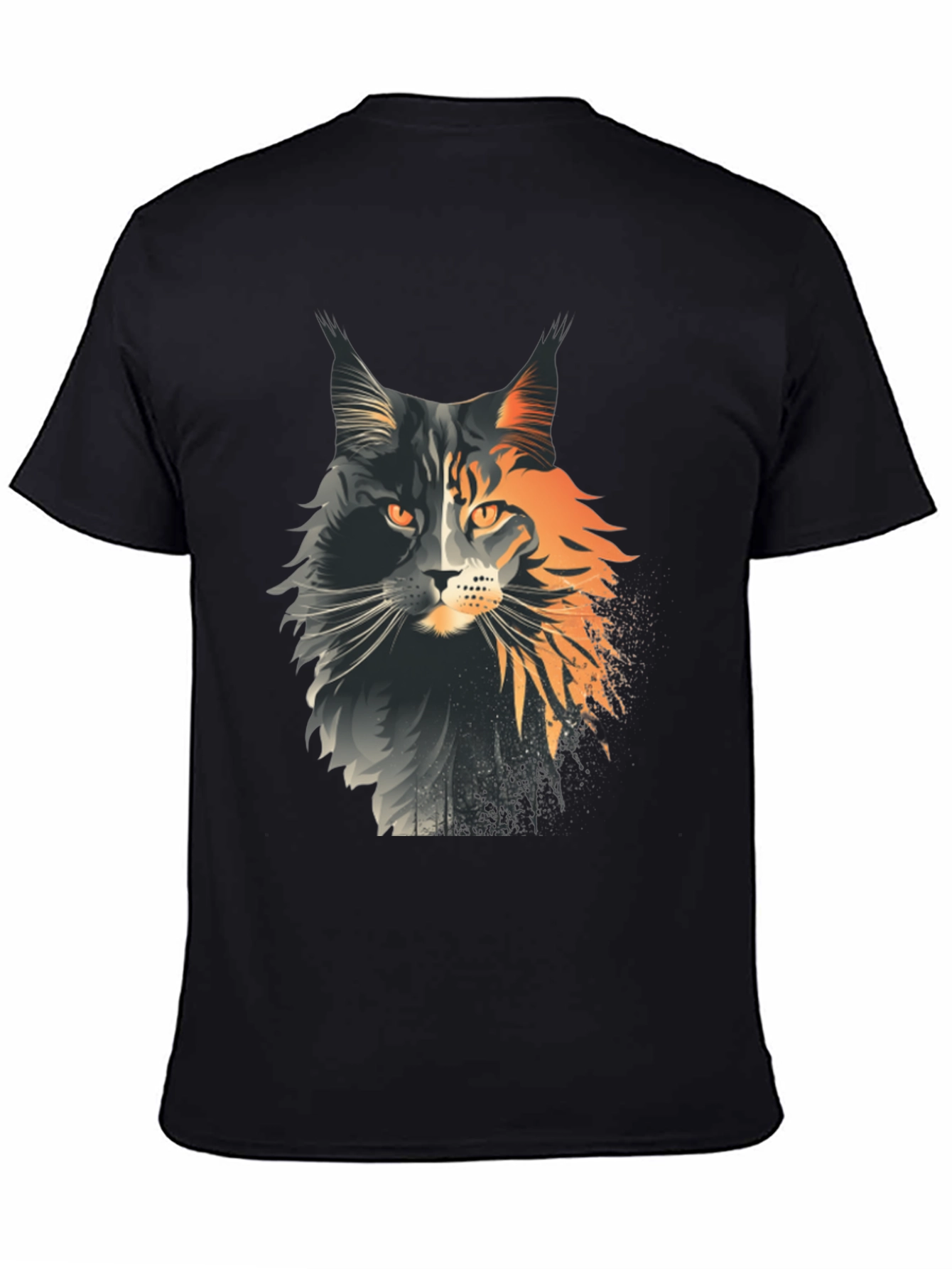 Maine Coon Cat Graphic Tee - Unisex Black T-Shirt