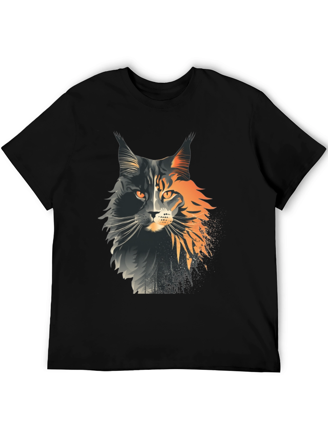 Maine Coon Cat Graphic Tee - Unisex Black T-Shirt