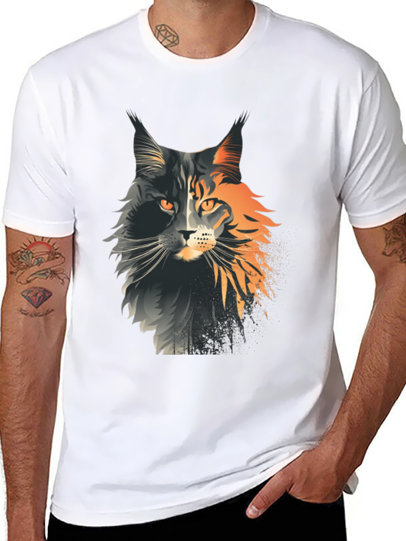Maine Coon Cat Graphic Tee - Unisex Black T-Shirt