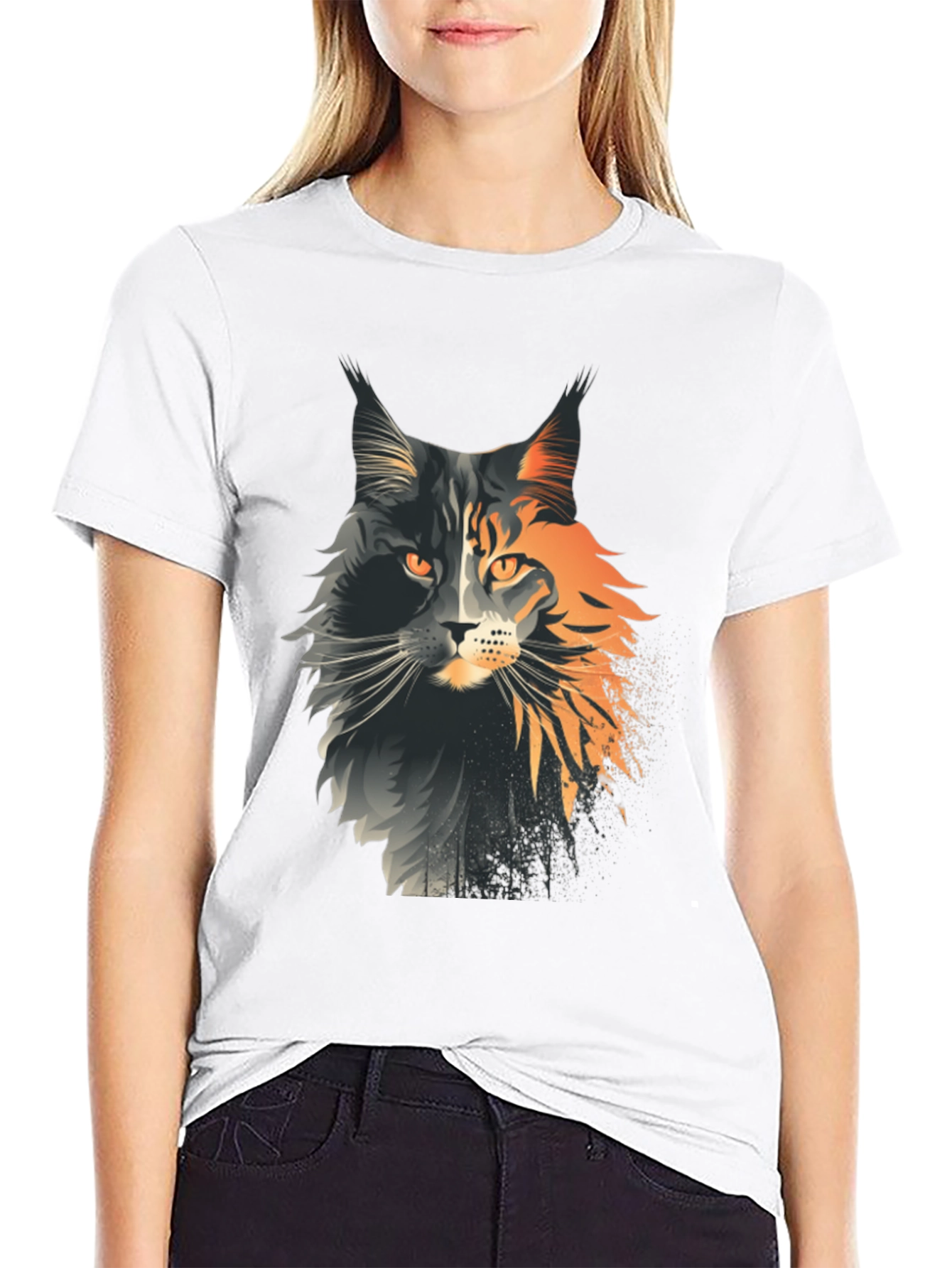 Maine Coon Cat Graphic Tee - Unisex Black T-Shirt