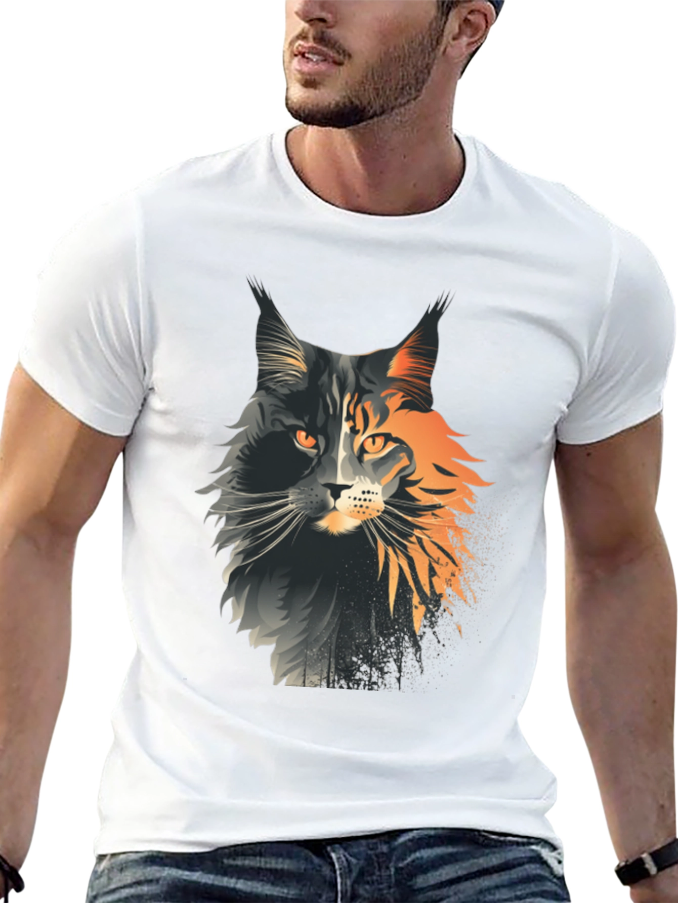 Maine Coon Cat Graphic Tee - Unisex Black T-Shirt