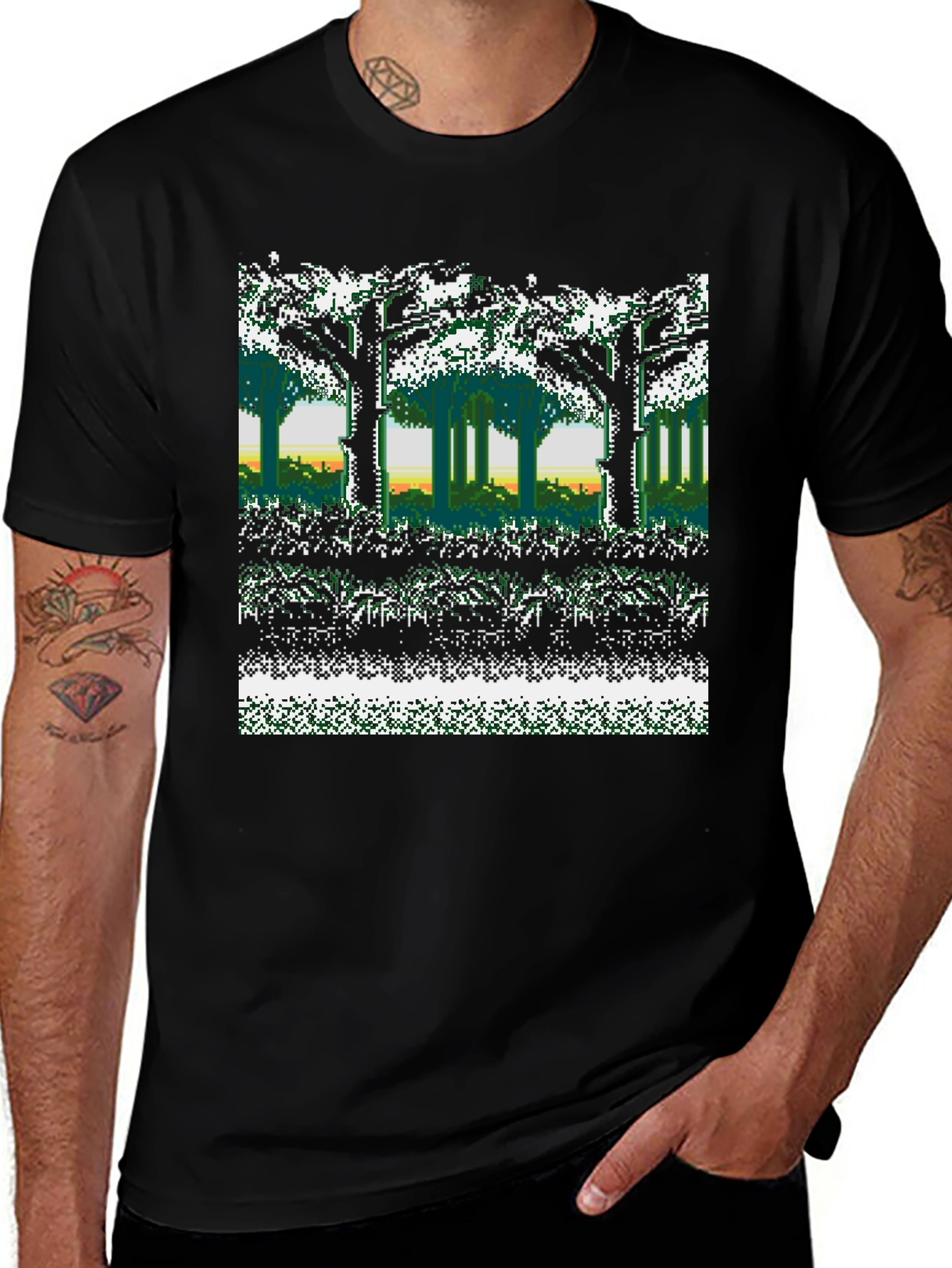 8-Bit Forest Graphic T-Shirt