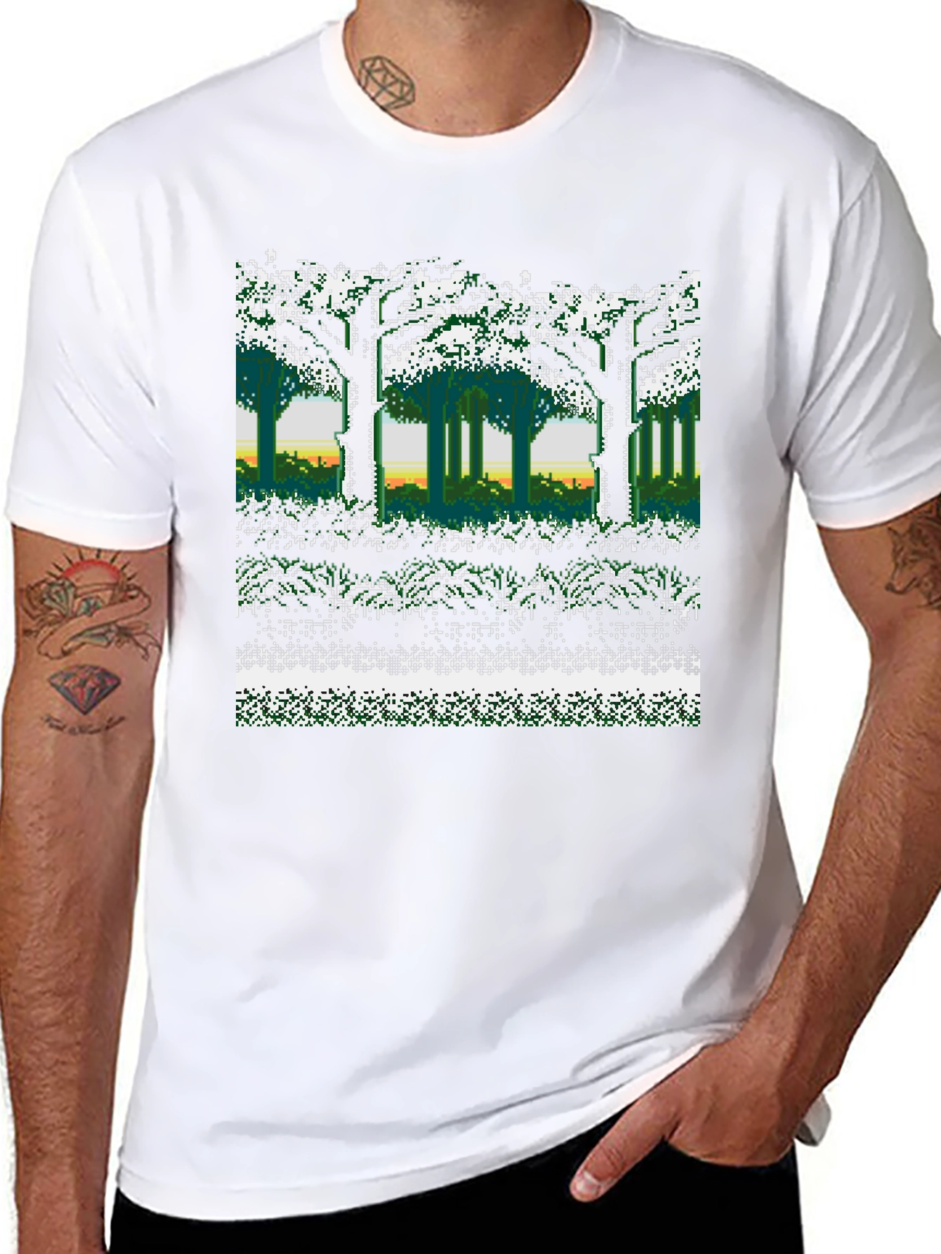 8-Bit Forest Graphic T-Shirt
