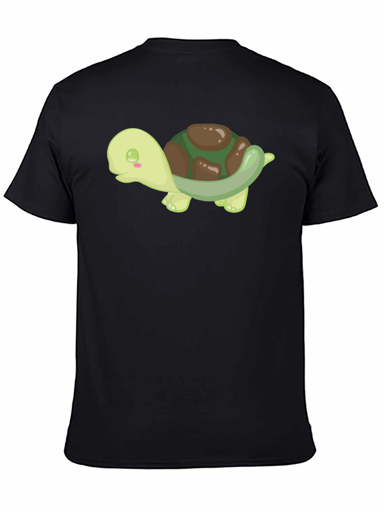 Cute Turtle Graphic Tee - Black Cotton T-Shirt
