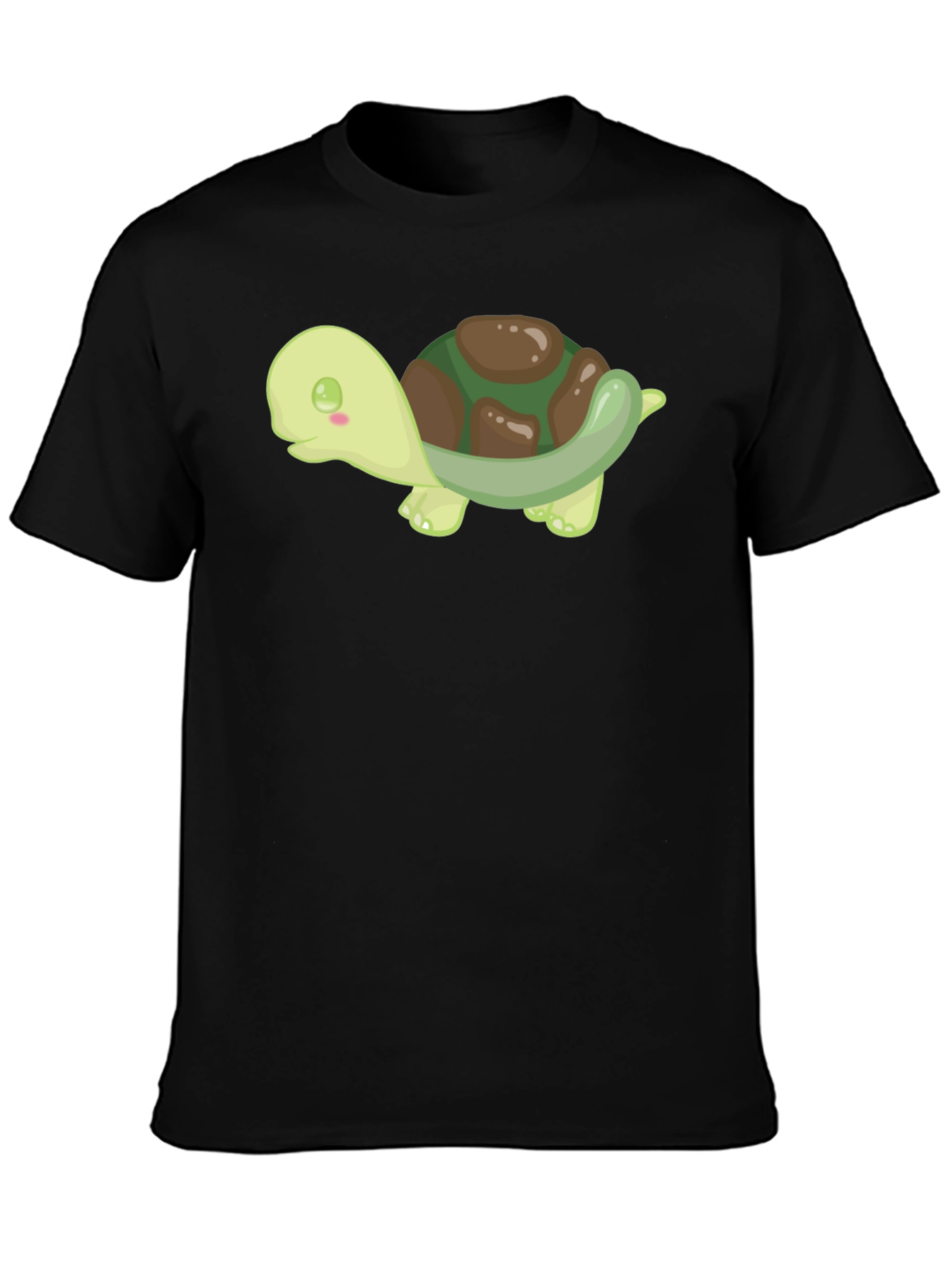 Cute Turtle Graphic Tee - Black Cotton T-Shirt