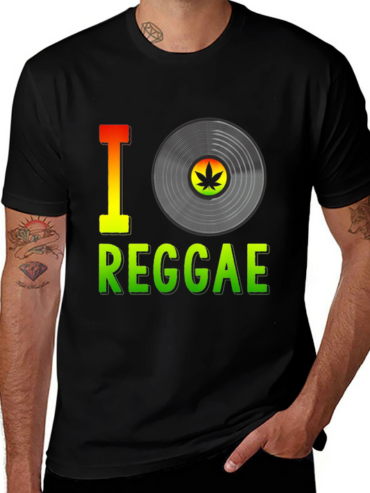 I Love Reggae Vinyl Record Graphic T-Shirt