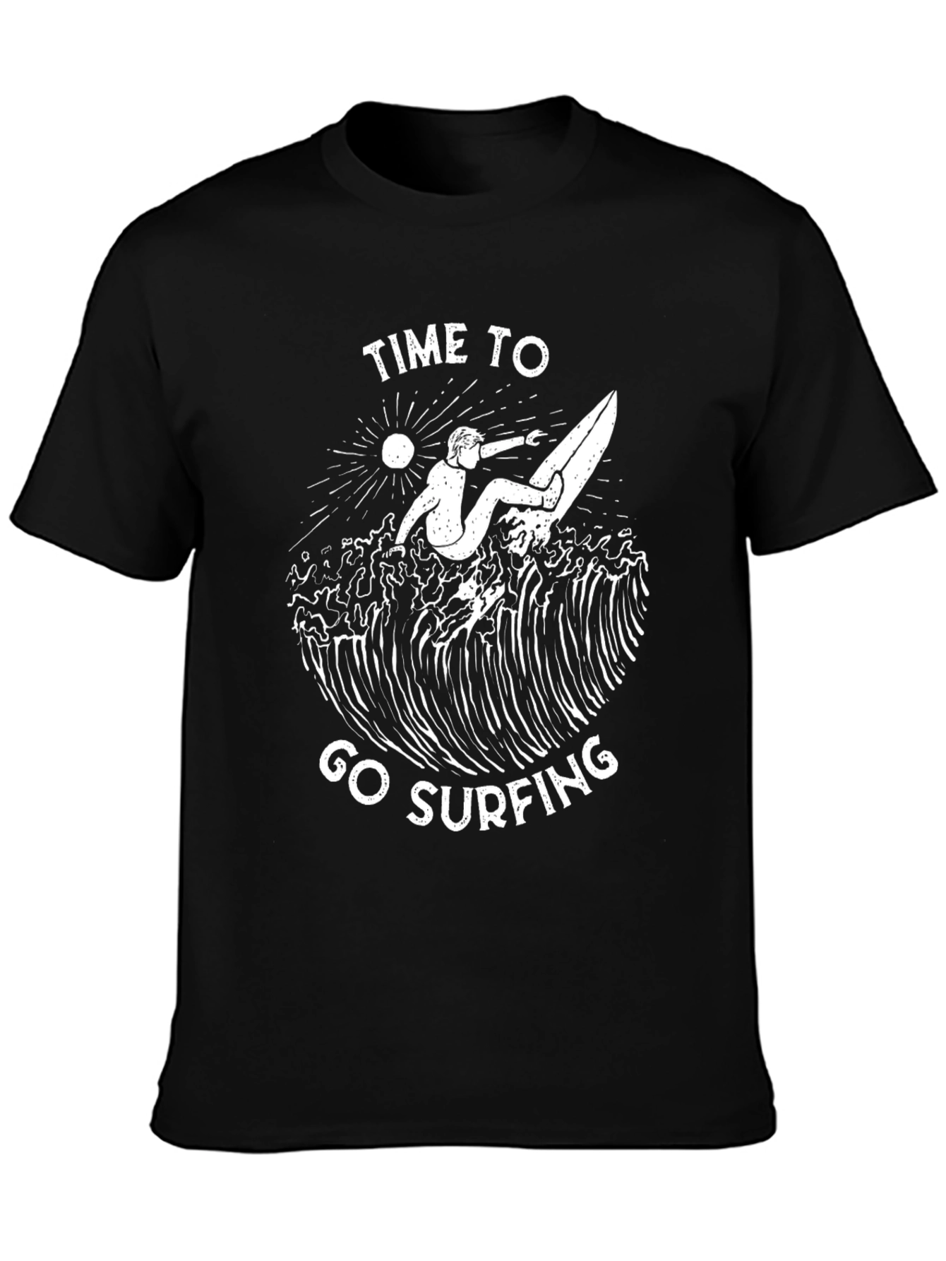Time to Go Surfing Graphic Tee - Black
