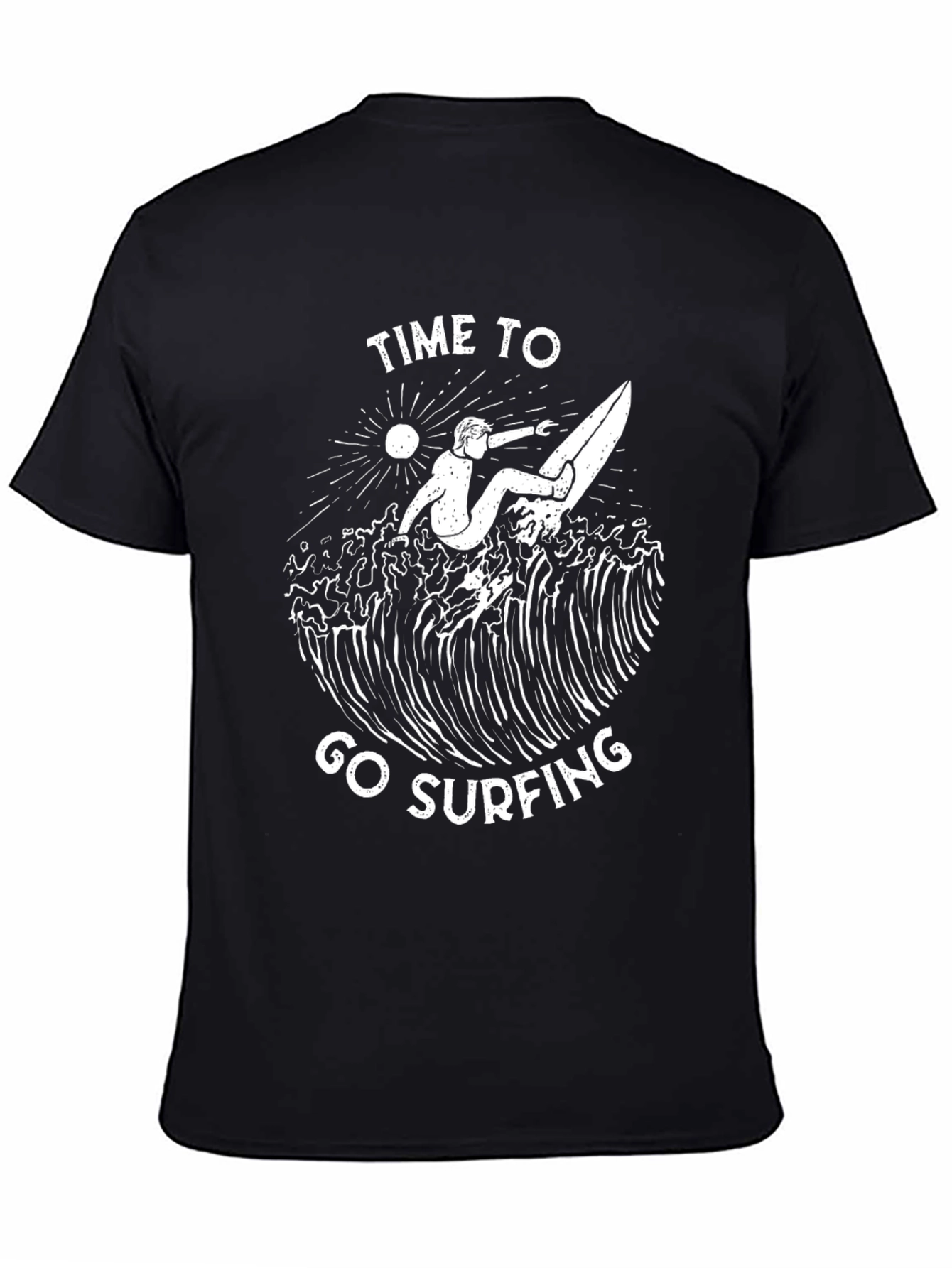 Time to Go Surfing Graphic Tee - Black