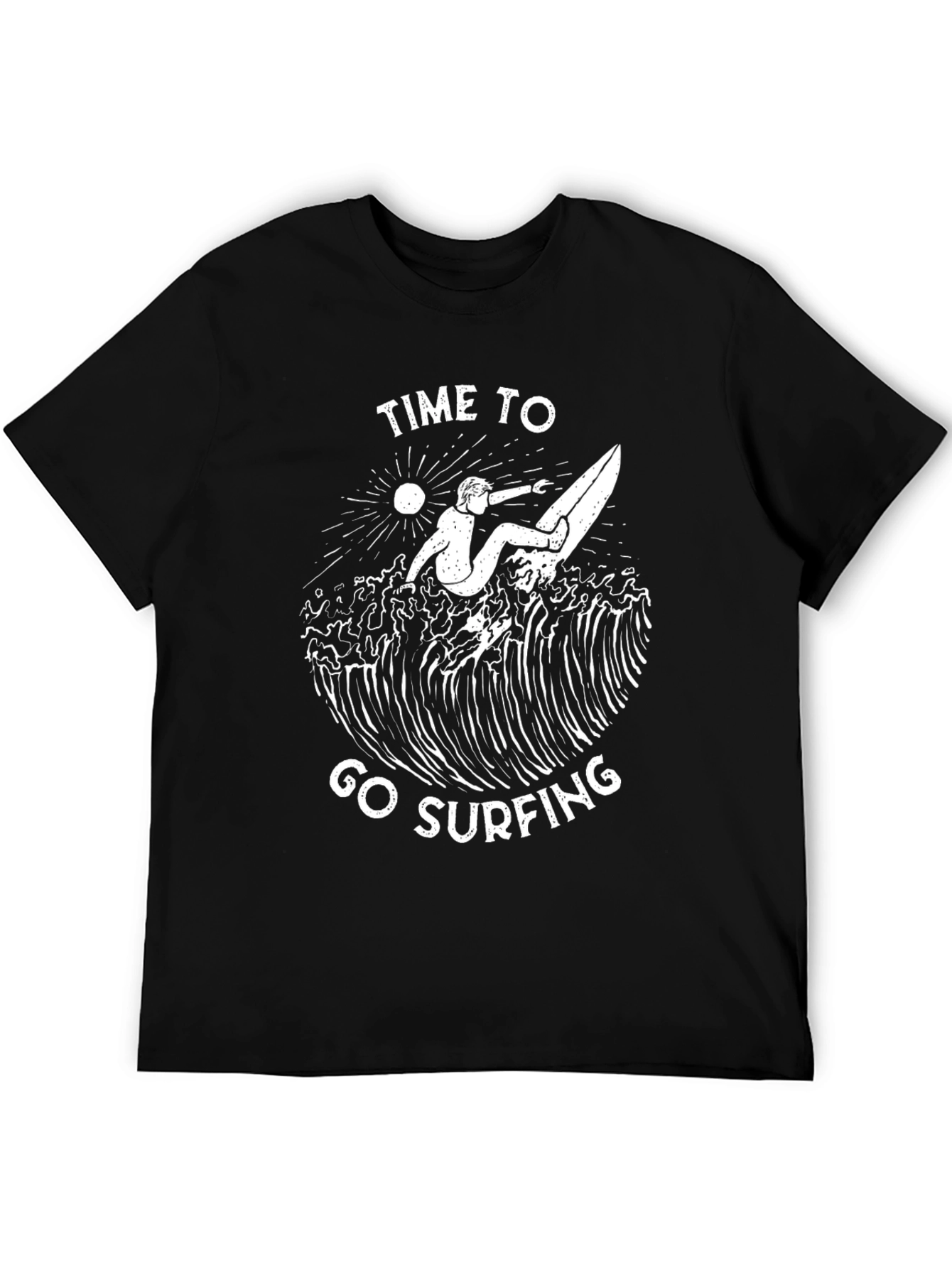 Time to Go Surfing Graphic Tee - Black