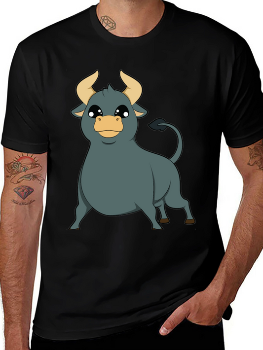 Cartoon Bull T-Shirt - Black Graphic Tee