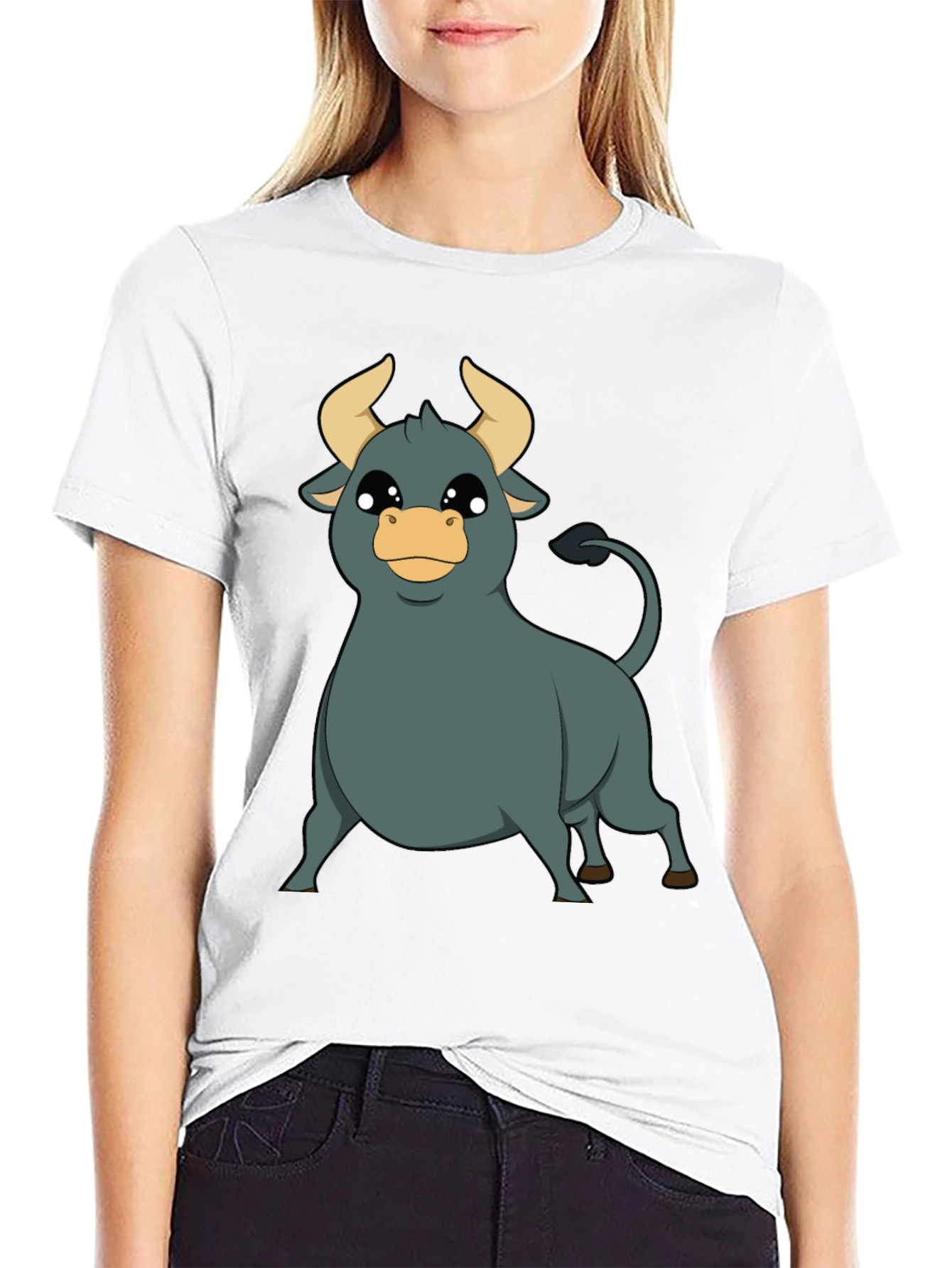 Cartoon Bull T-Shirt - Black Graphic Tee