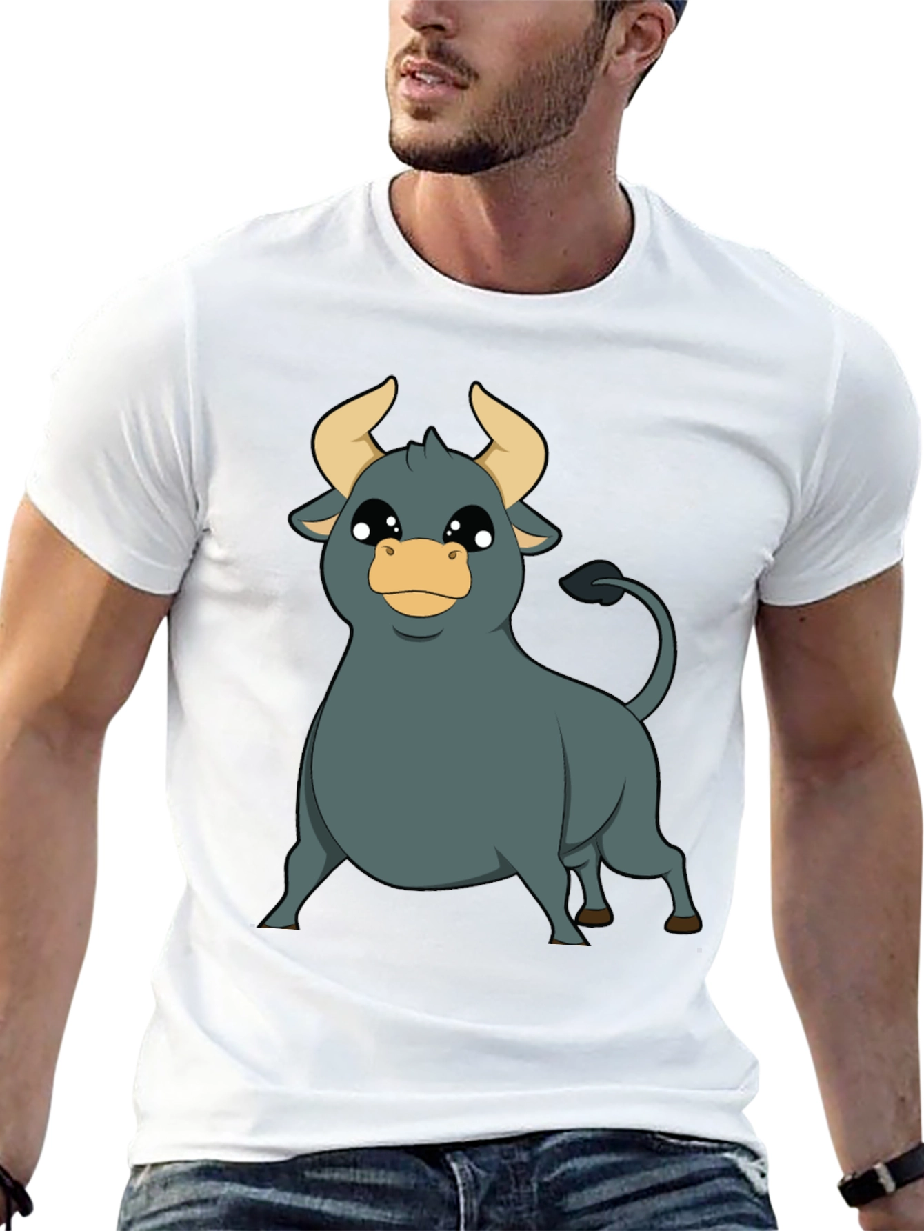 Cartoon Bull T-Shirt - Black Graphic Tee