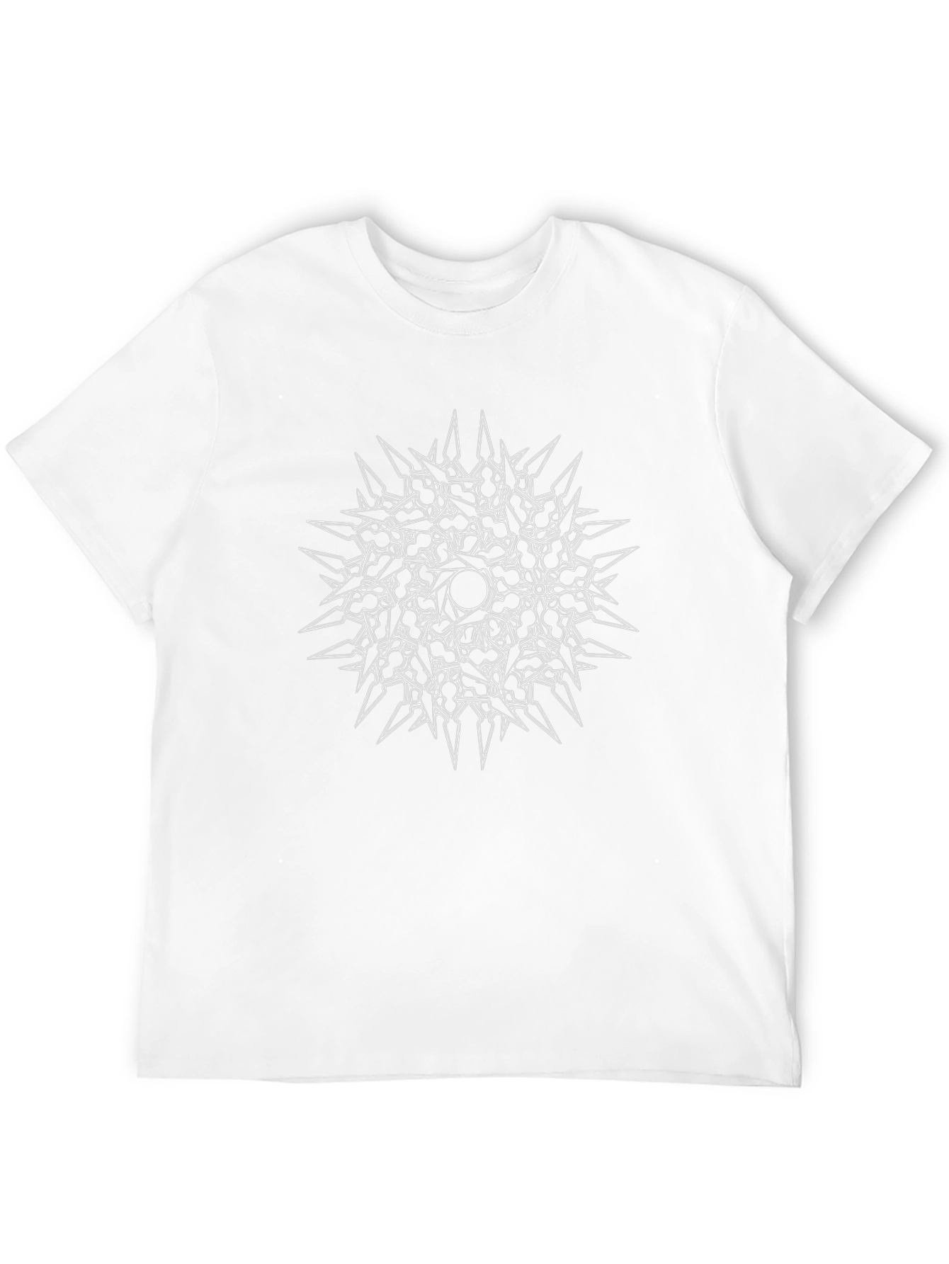 Edgy Black T-Shirt with Spiked Mandala Design