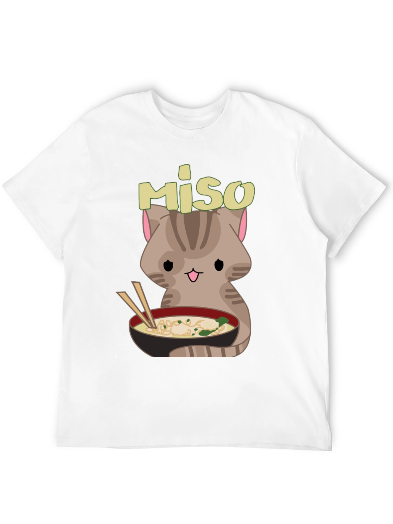 Miso Cute Cat Ramen Bowl Black T-Shirt