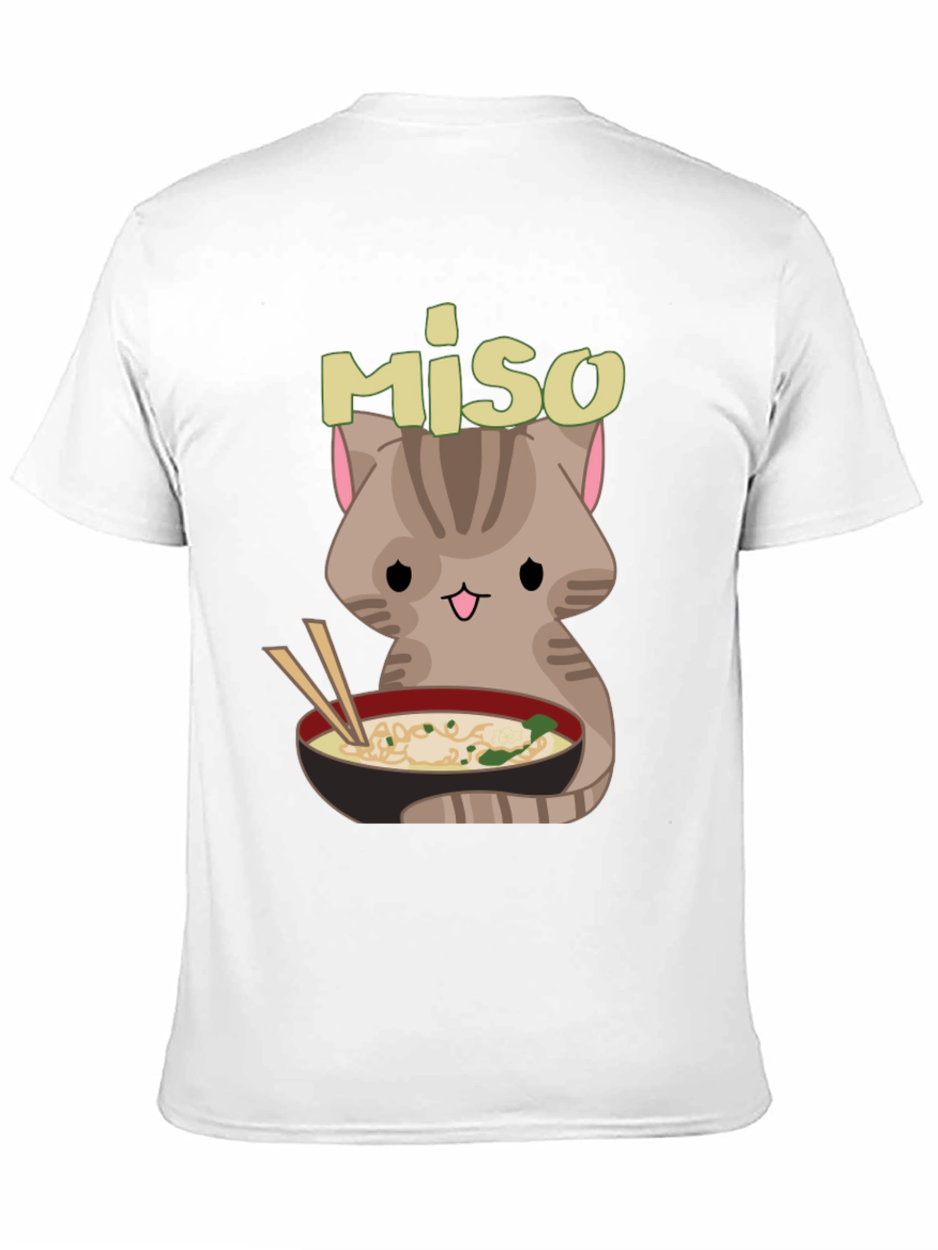 Miso Cute Cat Ramen Bowl Black T-Shirt