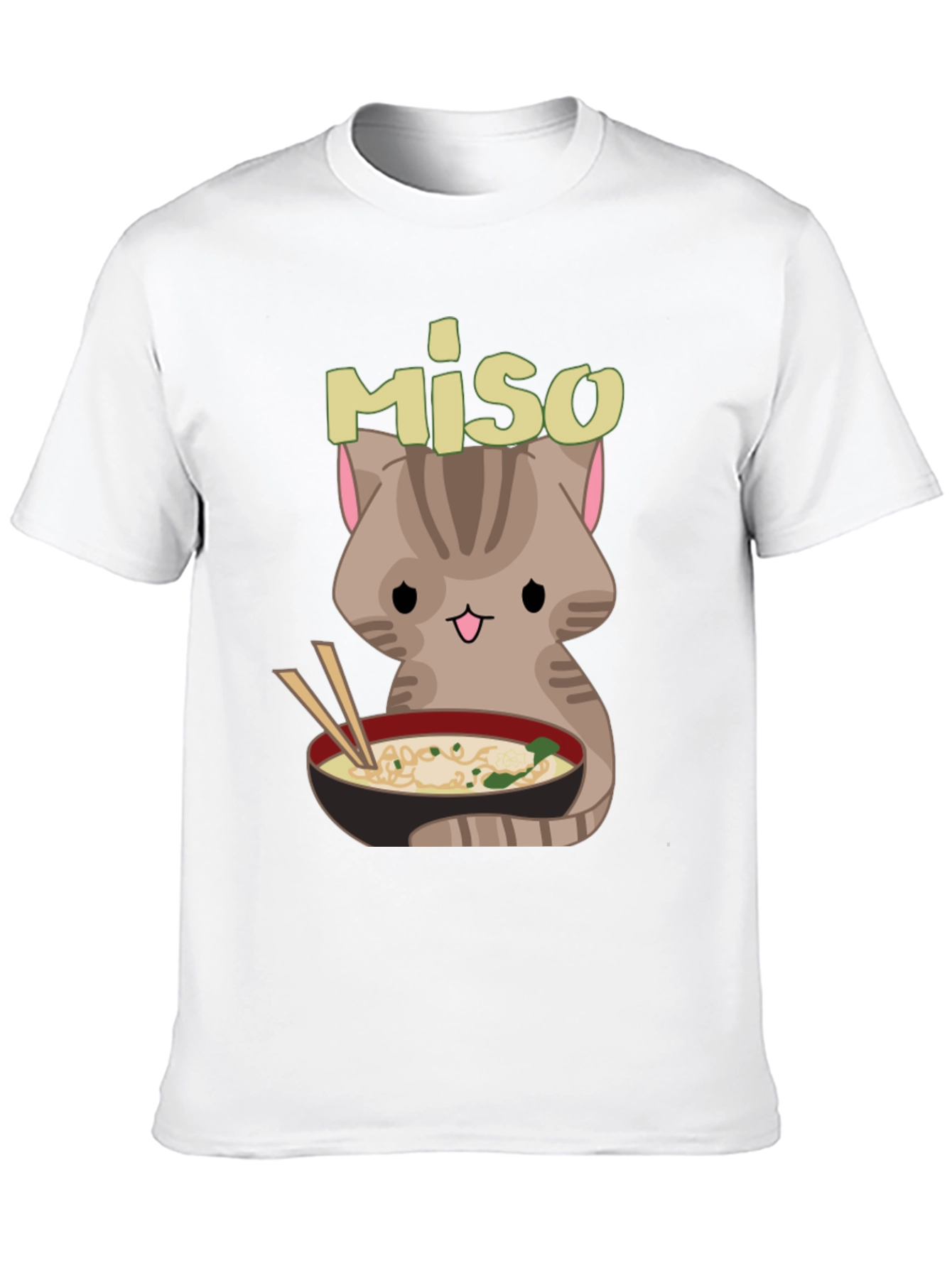 Miso Cute Cat Ramen Bowl Black T-Shirt