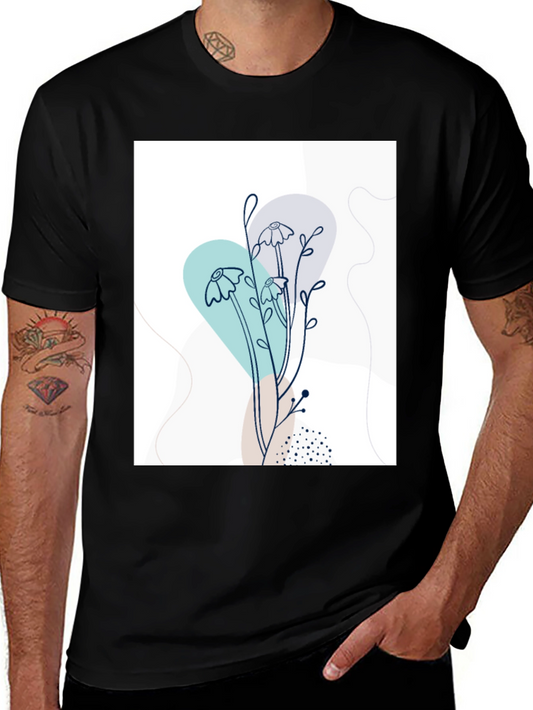 Modern Floral Graphic Tee - Black