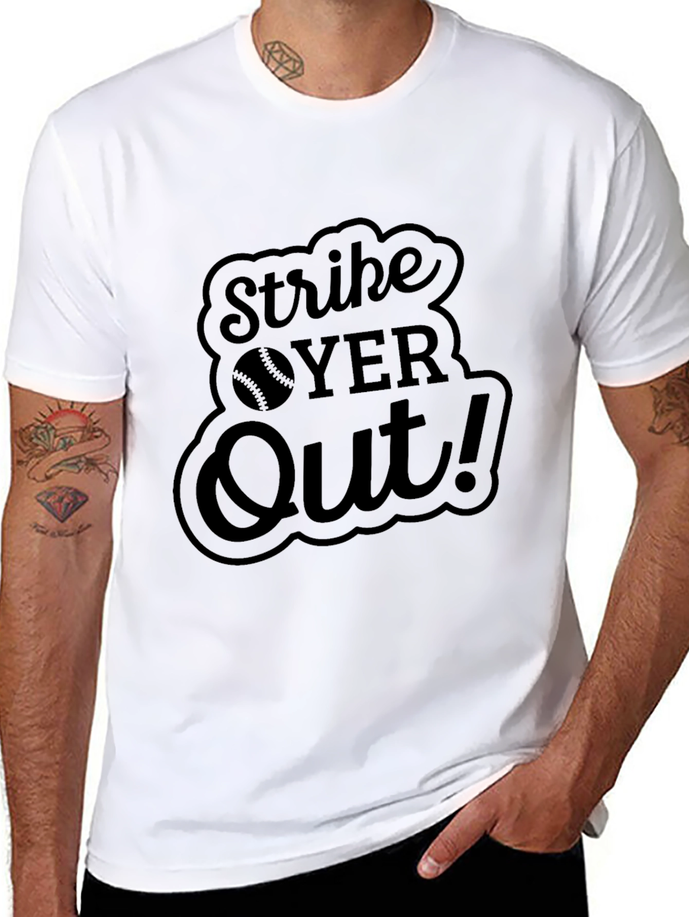 Strike Over Out! Black Graphic T-Shirt