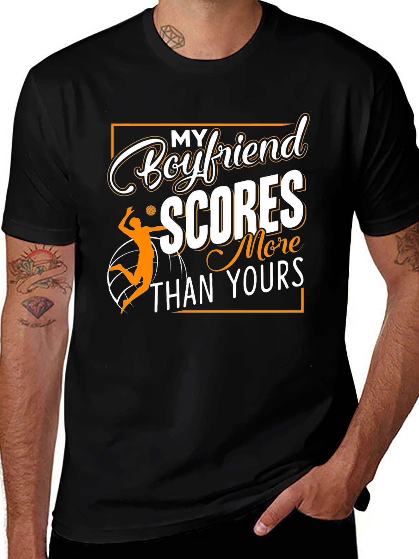 Boyfriend Scores Volleyball Graphic T-Shirt