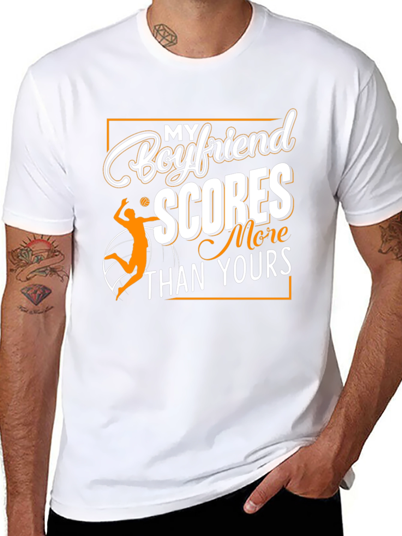 Boyfriend Scores Volleyball Graphic T-Shirt