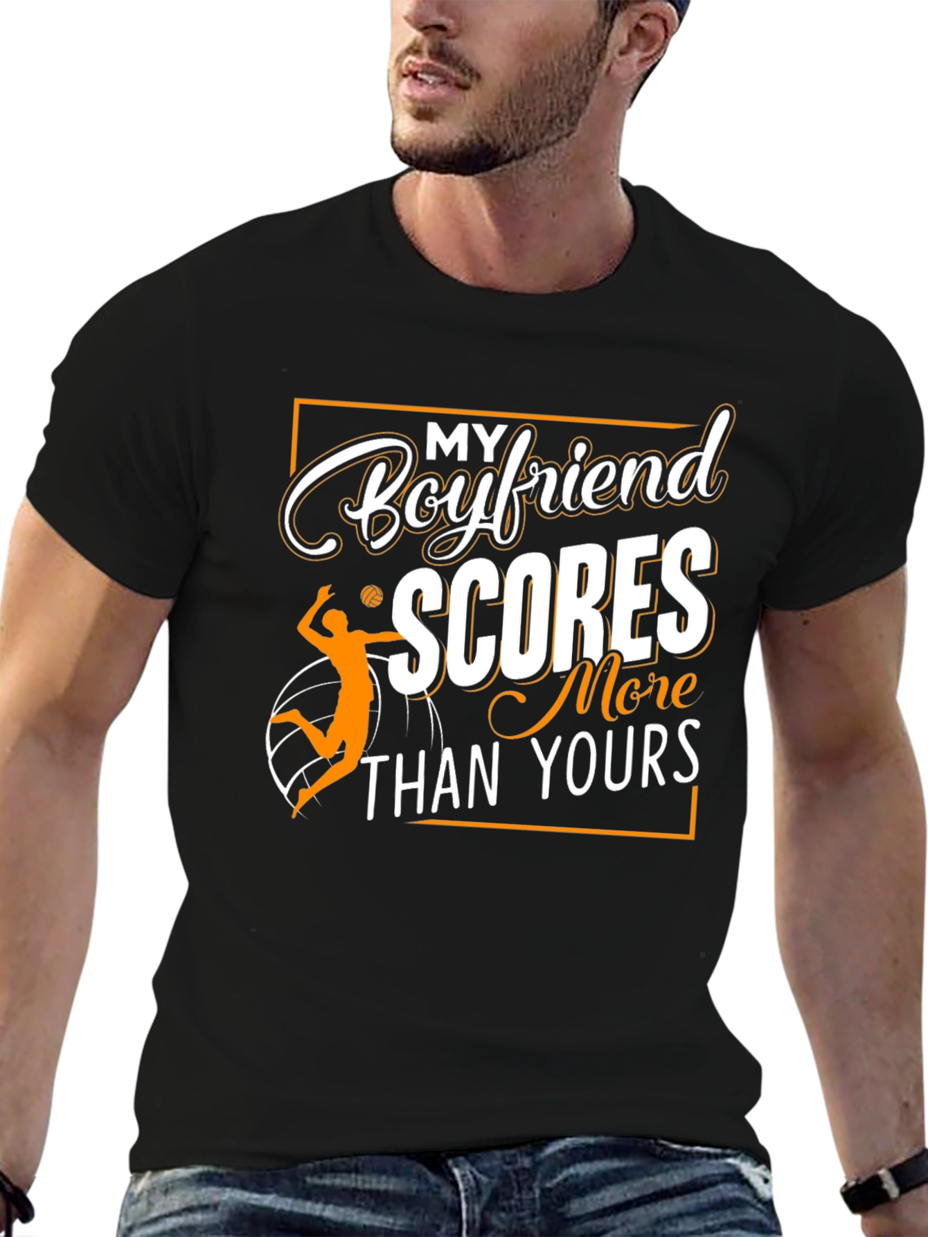Boyfriend Scores Volleyball Graphic T-Shirt