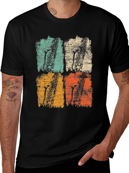 Retro Saxophone Graphic Tee - Vintage Style Music Lover Shirt