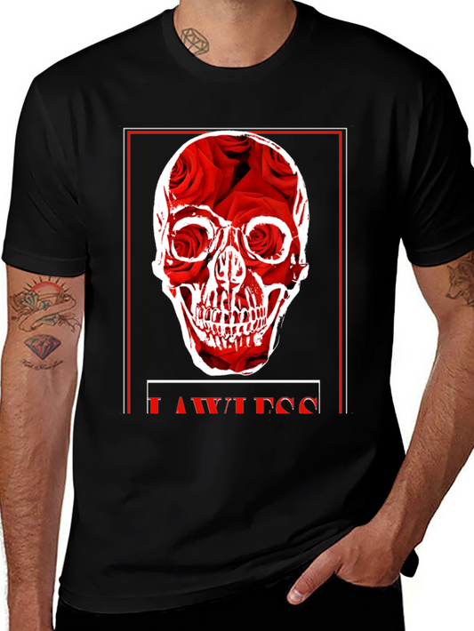 Rose Skull Graphic Print Black T-Shirt