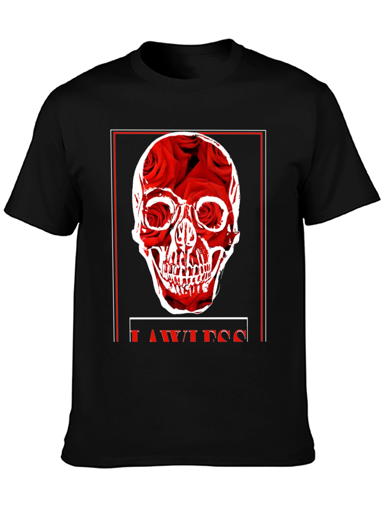 Rose Skull Graphic Print Black T-Shirt